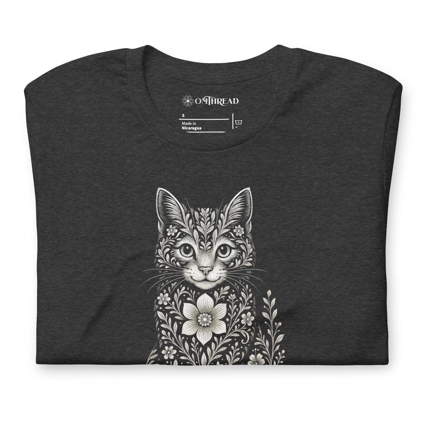 OMTHREAD Flower Child Cat Shirt Hippie Floral Cat Design