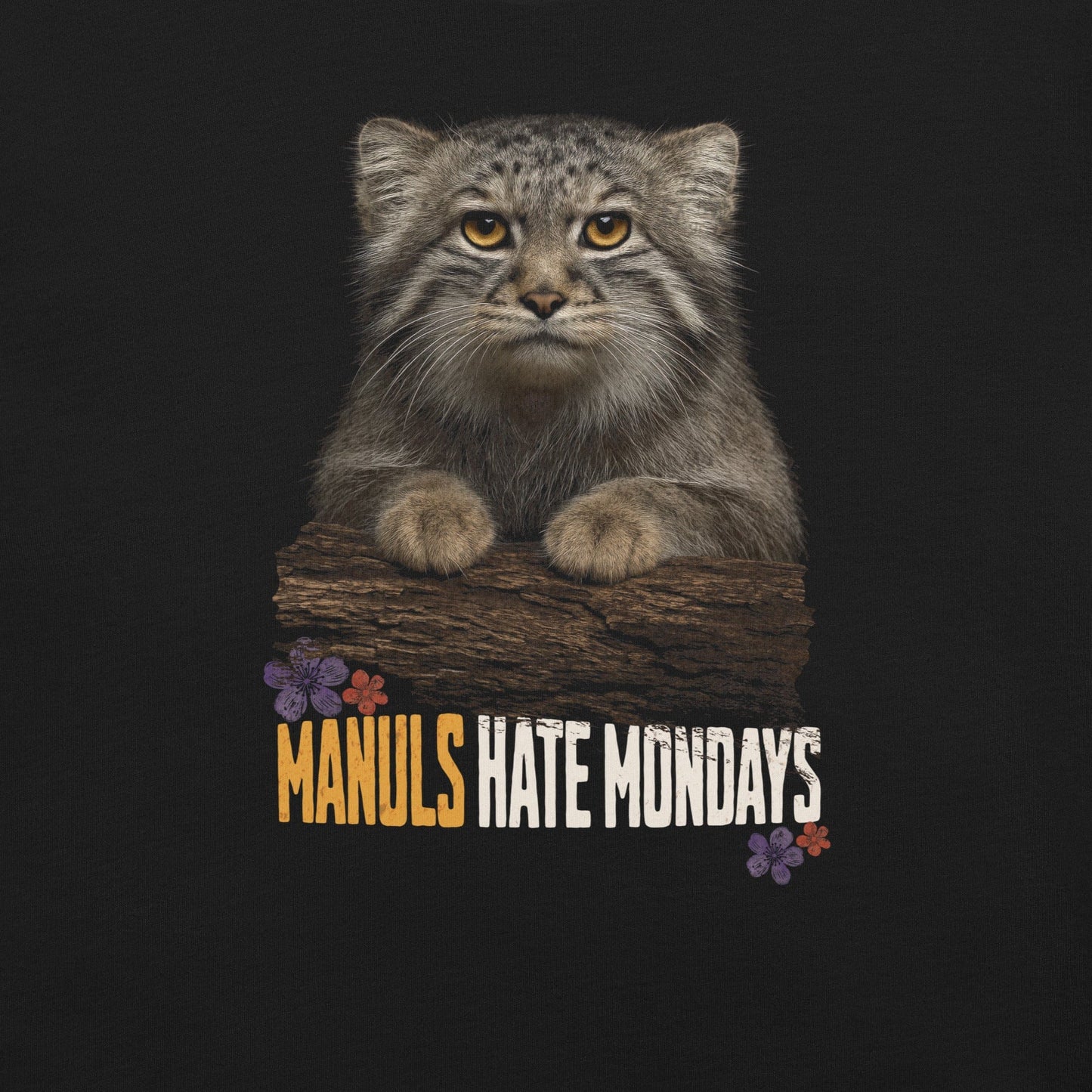 OMTHREAD Funny Manuls Hate Mondays Pallas Cat T-Shirt