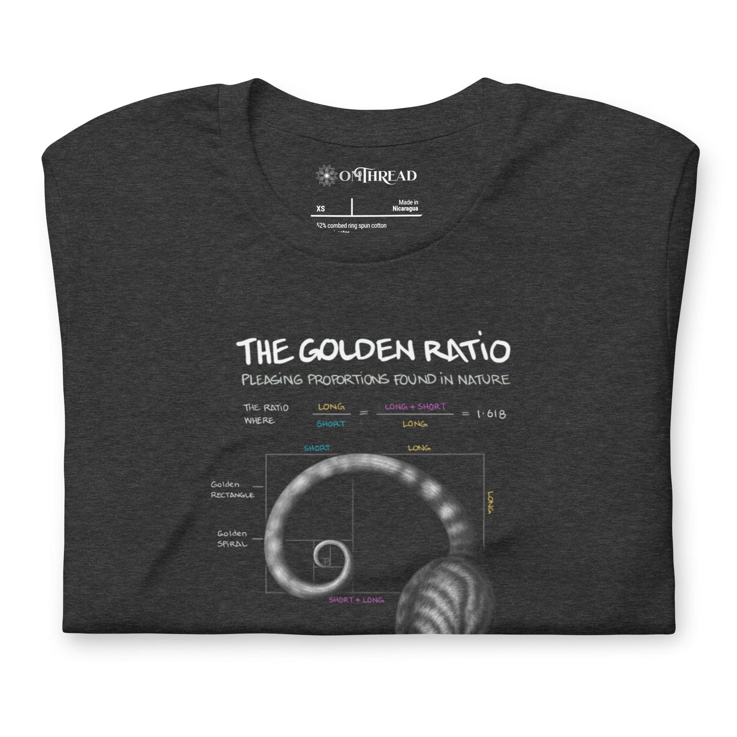 OMTHREAD Golden Ratio Cat T-Shirt for Math and Nature Lovers