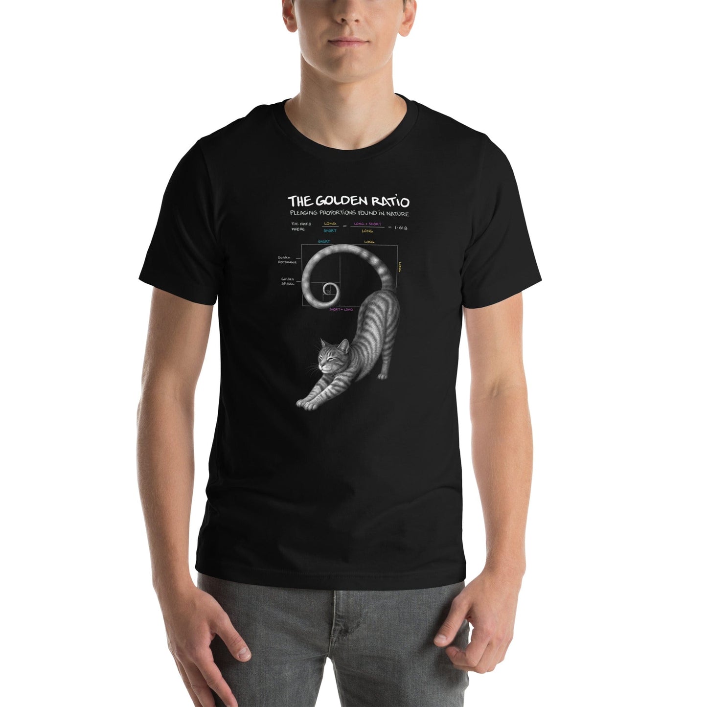 OMTHREAD Golden Ratio Cat T-Shirt for Math and Nature Lovers