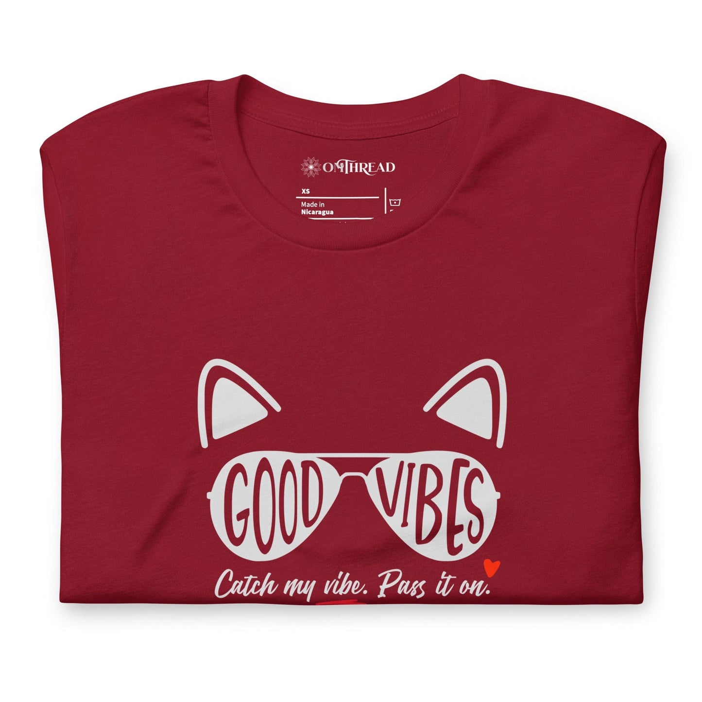 OMTHREAD Good Vibes Cat T-Shirt | Positive Energy Cat Tee | Catch My Vibe Shirt