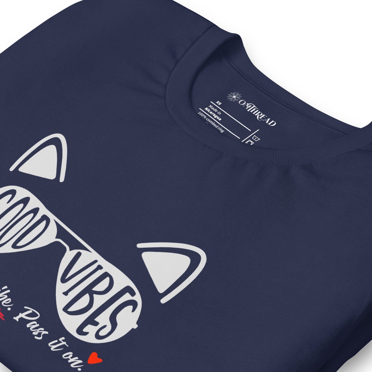 OMTHREAD Good Vibes Cat T-Shirt | Positive Energy Cat Tee | Catch My Vibe Shirt