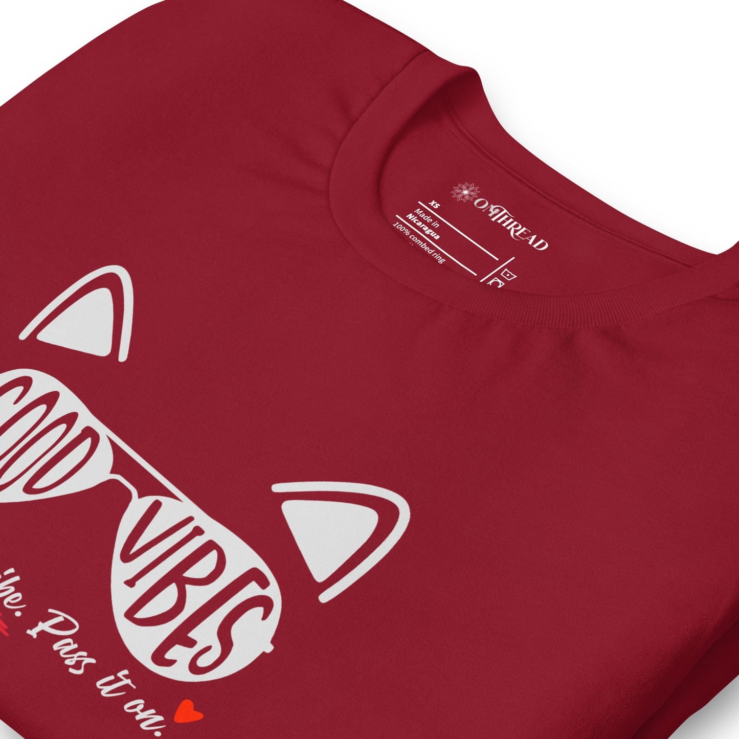 OMTHREAD Good Vibes Cat T-Shirt | Positive Energy Cat Tee | Catch My Vibe Shirt