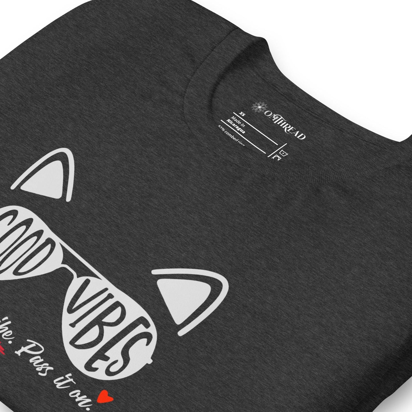 OMTHREAD Good Vibes Cat T-Shirt | Positive Energy Cat Tee | Catch My Vibe Shirt
