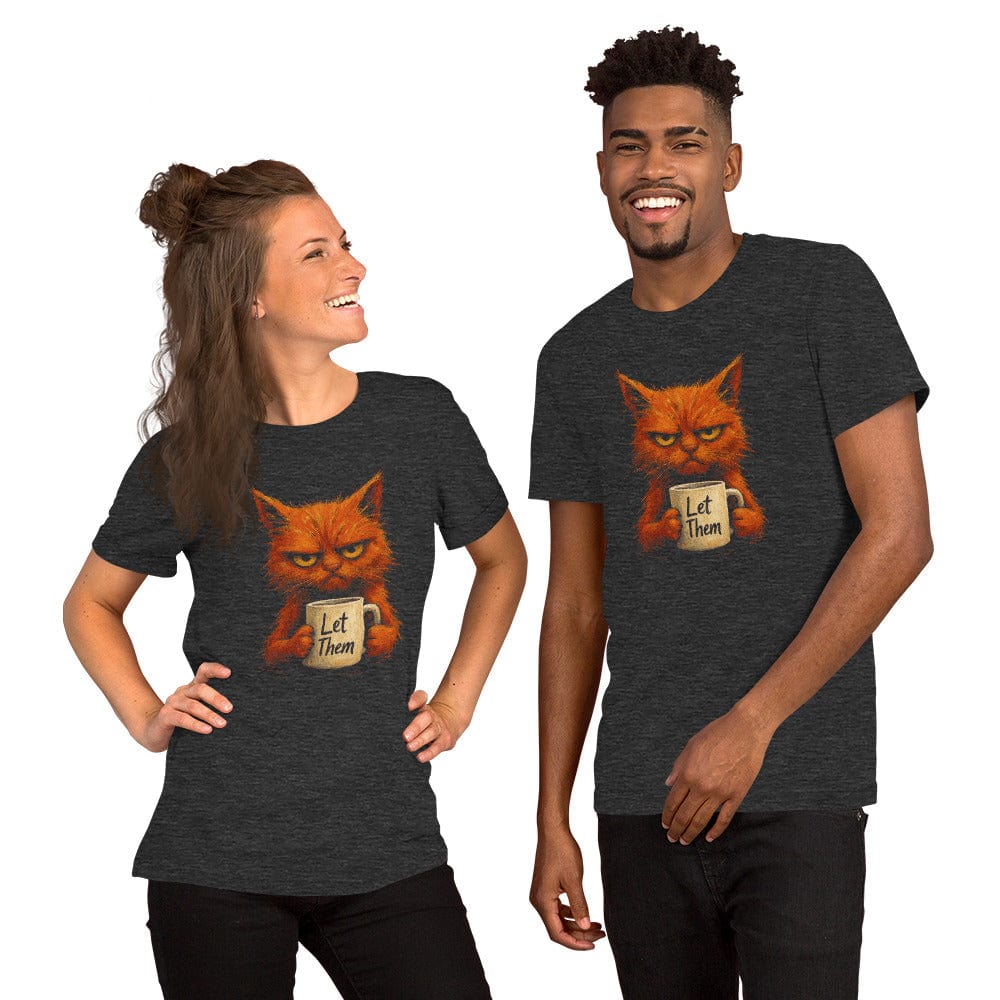 OMTHREAD Grumpy Cat Let Them Mug T-Shirt, Funny Orange Cat Tee, Moody Cat Coffee Shirt