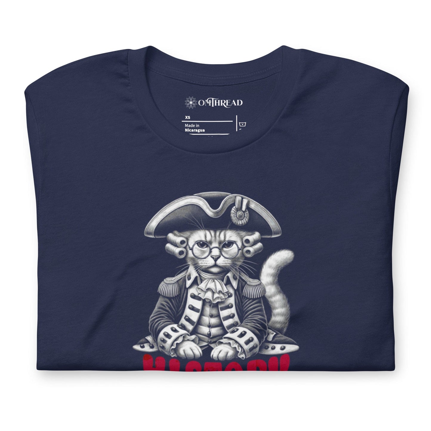 OMTHREAD History Cats Coffee T-Shirt | Funny Cat Lover Tee | Retro Cat Coffee Shirt