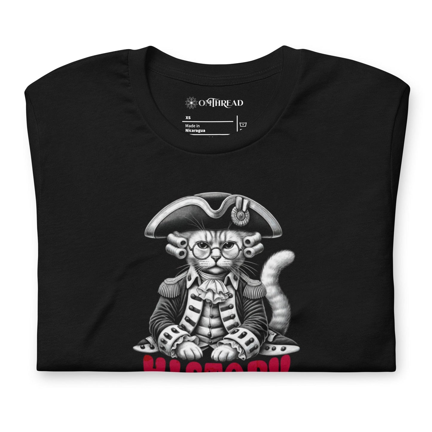 OMTHREAD History Cats Coffee T-Shirt | Funny Cat Lover Tee | Retro Cat Coffee Shirt