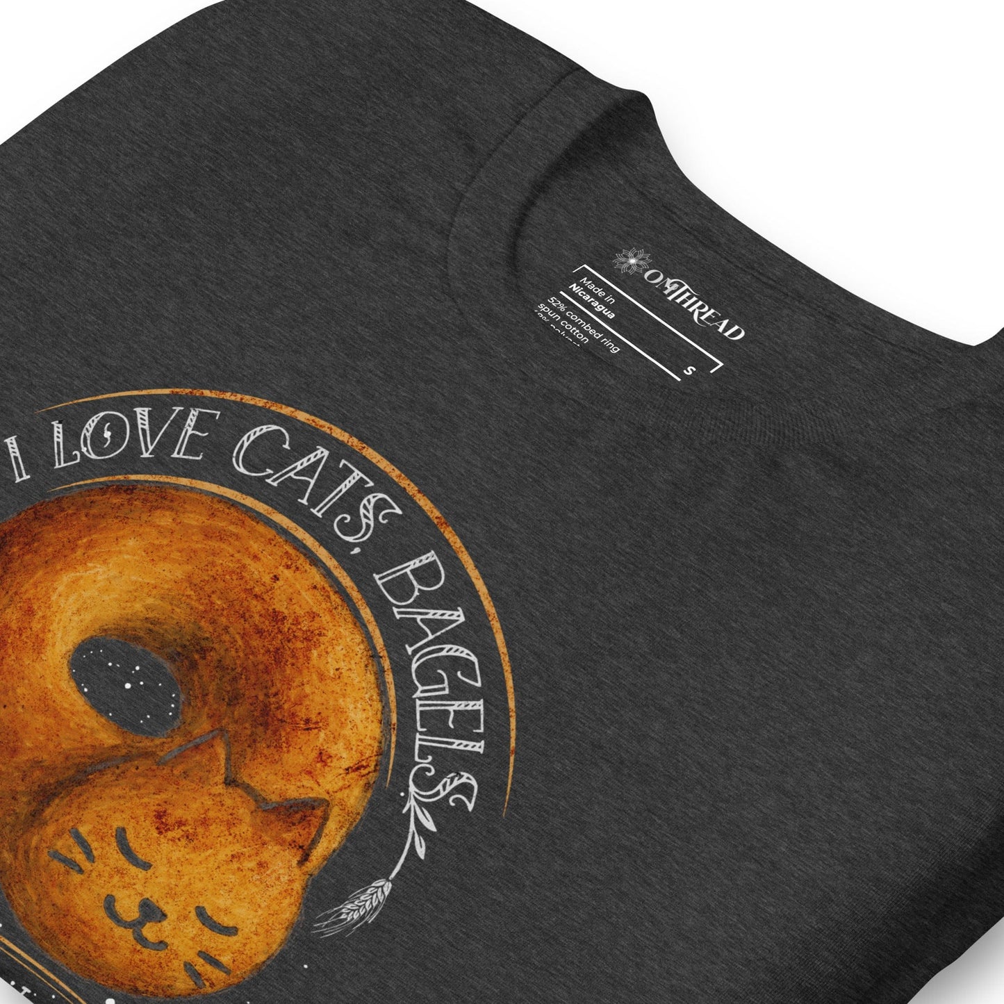 OMTHREAD I Love Cats, Bagels and No Meetings Cat T-Shirt