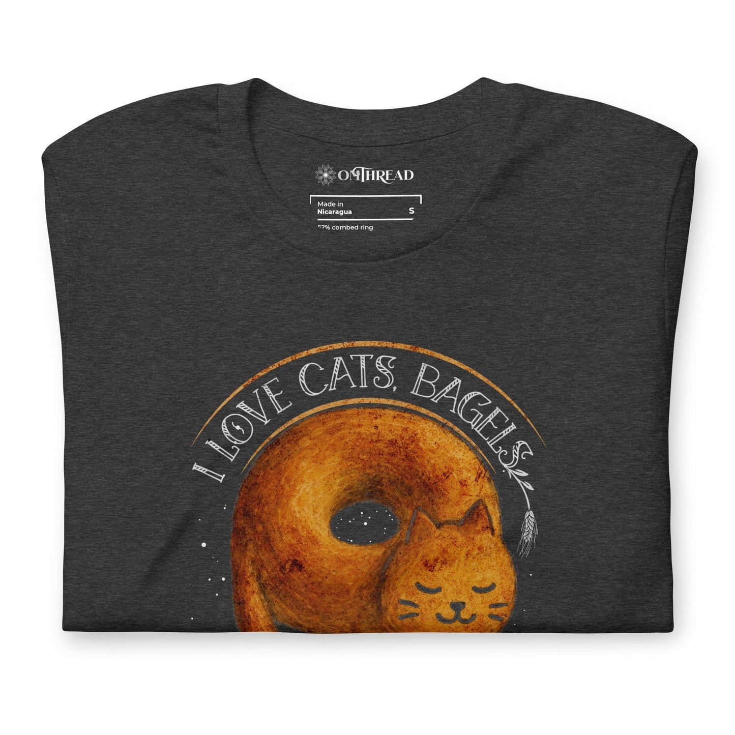 OMTHREAD I Love Cats, Bagels and No Meetings Cat T-Shirt