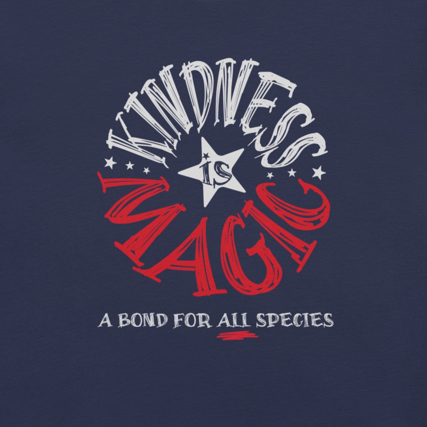 OMTHREAD Kindness Is Magic, A Bond for All Species Retro T-Shirt, Positive Vibes Tee, Groovy Graphic Shirt