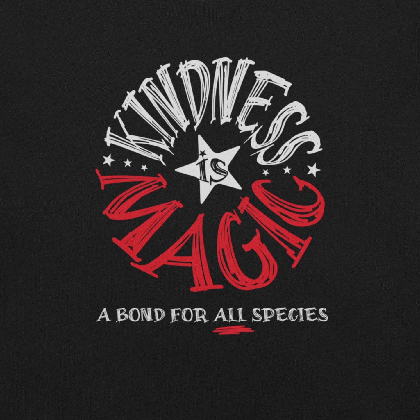 OMTHREAD Kindness Is Magic, A Bond for All Species Retro T-Shirt, Positive Vibes Tee, Groovy Graphic Shirt