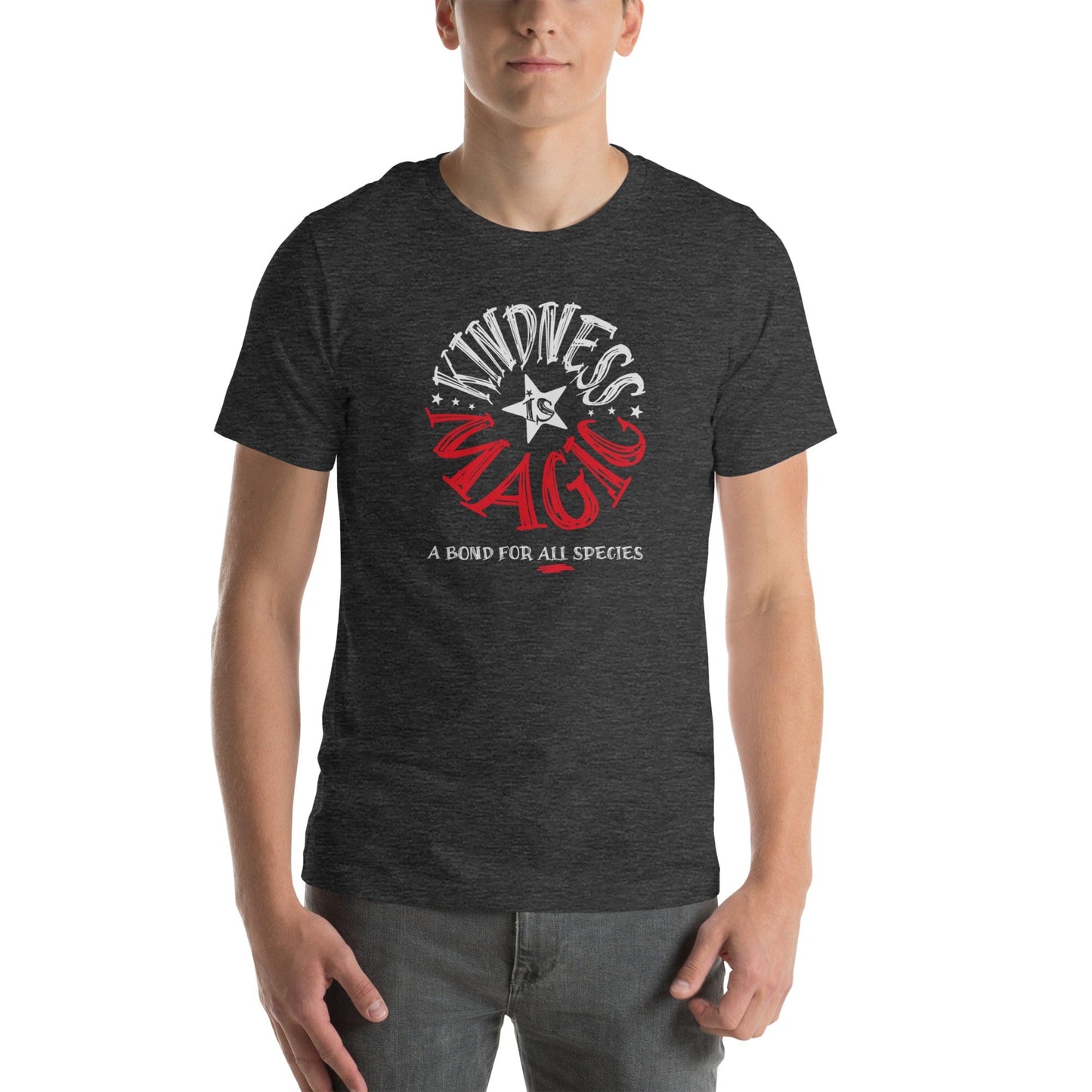 OMTHREAD Kindness Is Magic, A Bond for All Species Retro T-Shirt, Positive Vibes Tee, Groovy Graphic Shirt