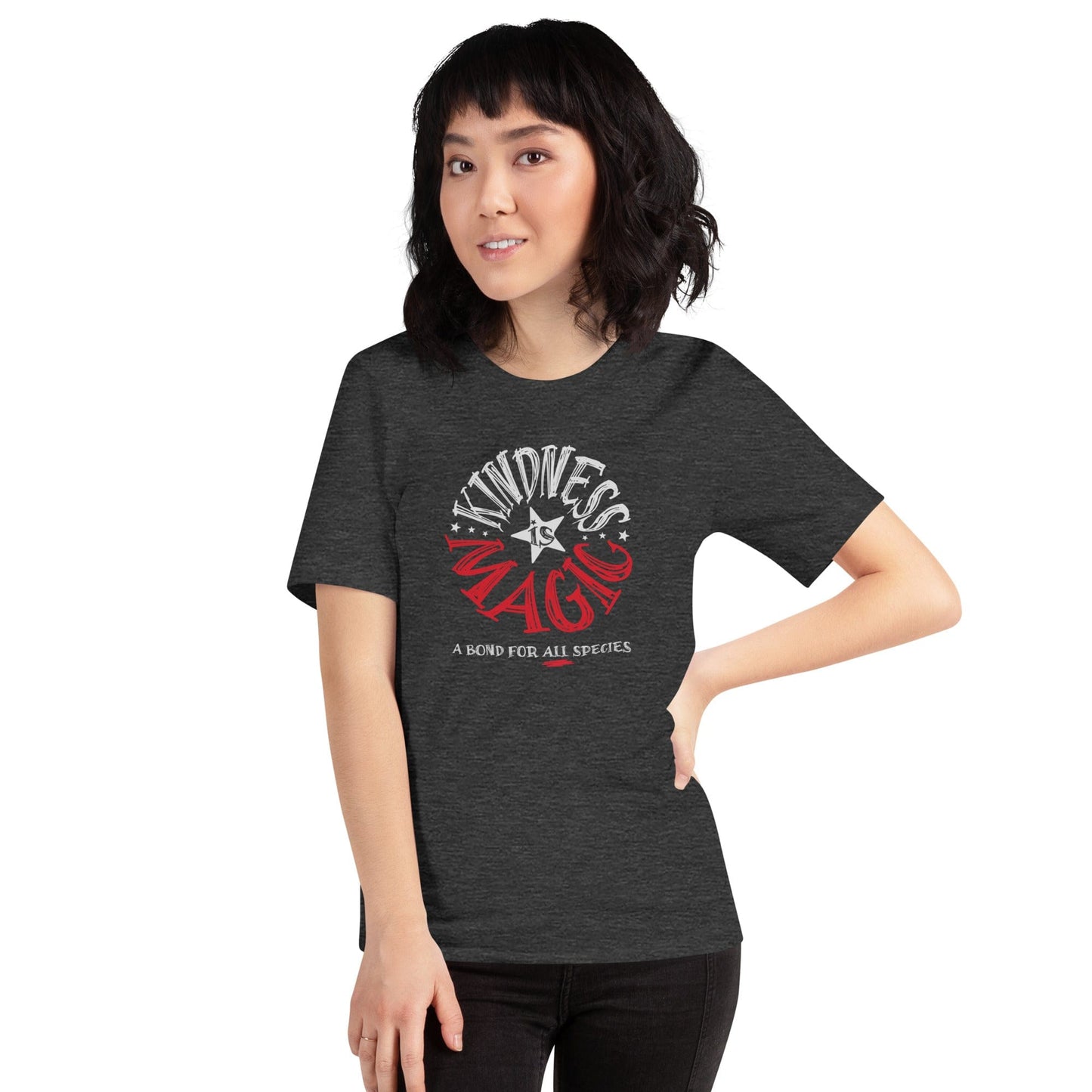 OMTHREAD Kindness Is Magic, A Bond for All Species Retro T-Shirt, Positive Vibes Tee, Groovy Graphic Shirt