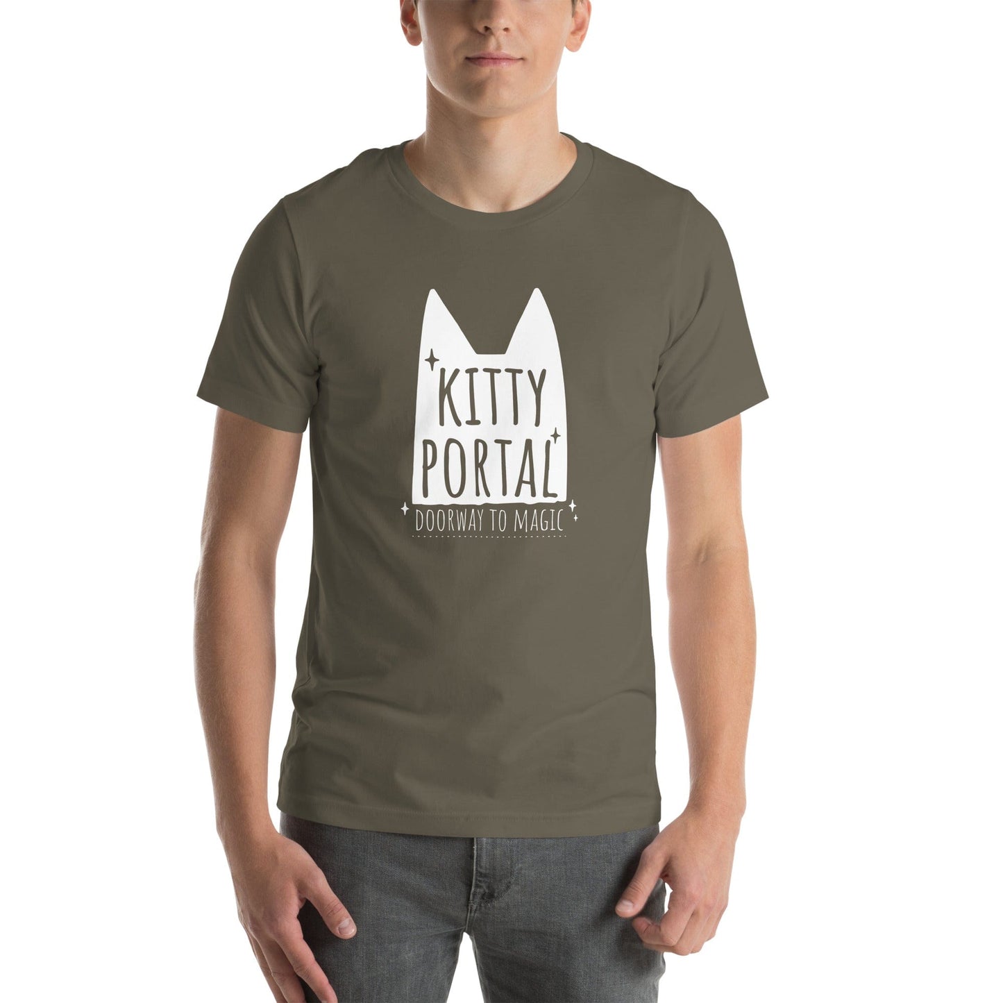 OMTHREAD Kitty Portal Doorway to Magic T-Shirt | Cat Lover Tee | Whimsical Cat Shirt