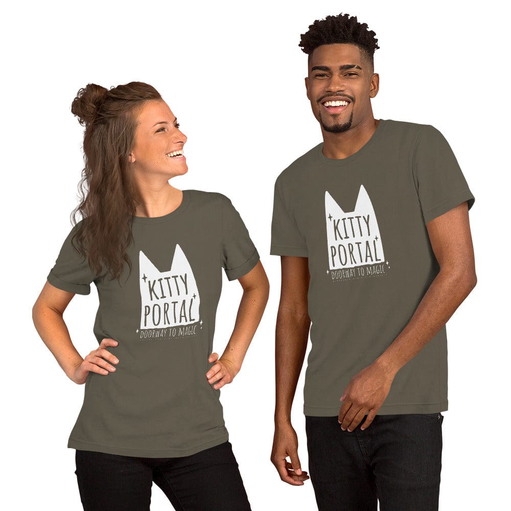 OMTHREAD Kitty Portal Doorway to Magic T-Shirt | Cat Lover Tee | Whimsical Cat Shirt