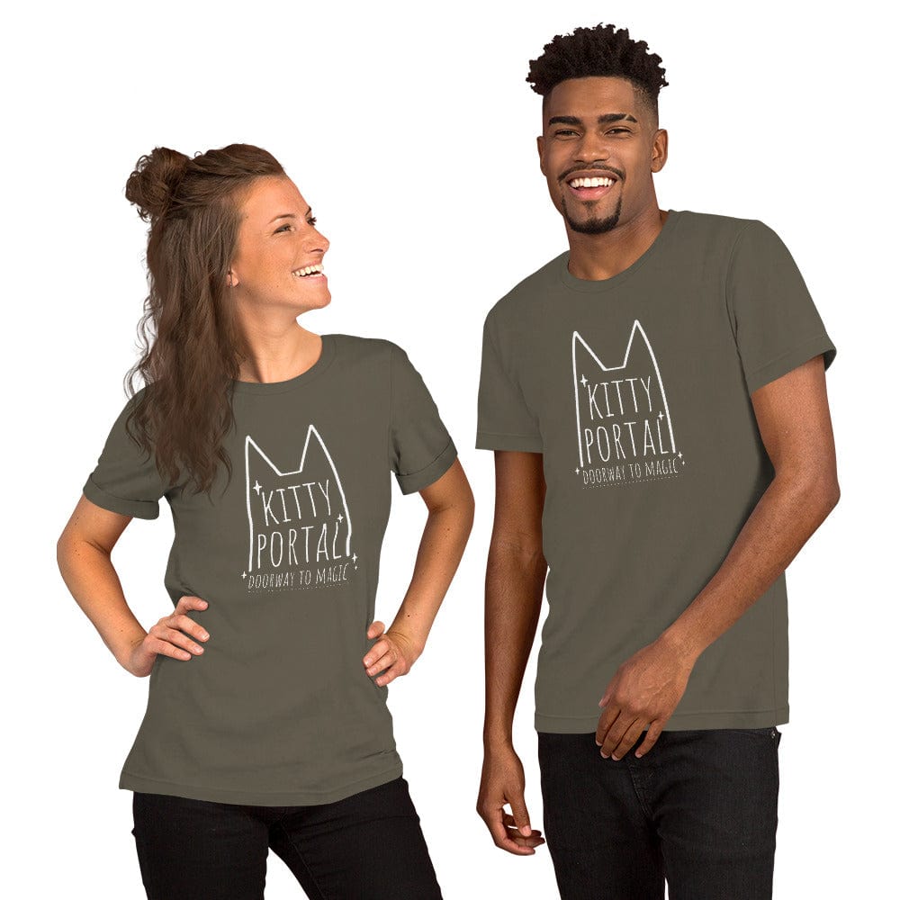 OMTHREAD Kitty Portal T-Shirt | Magic Cat Lover Tee | Minimalist Cat Shirt