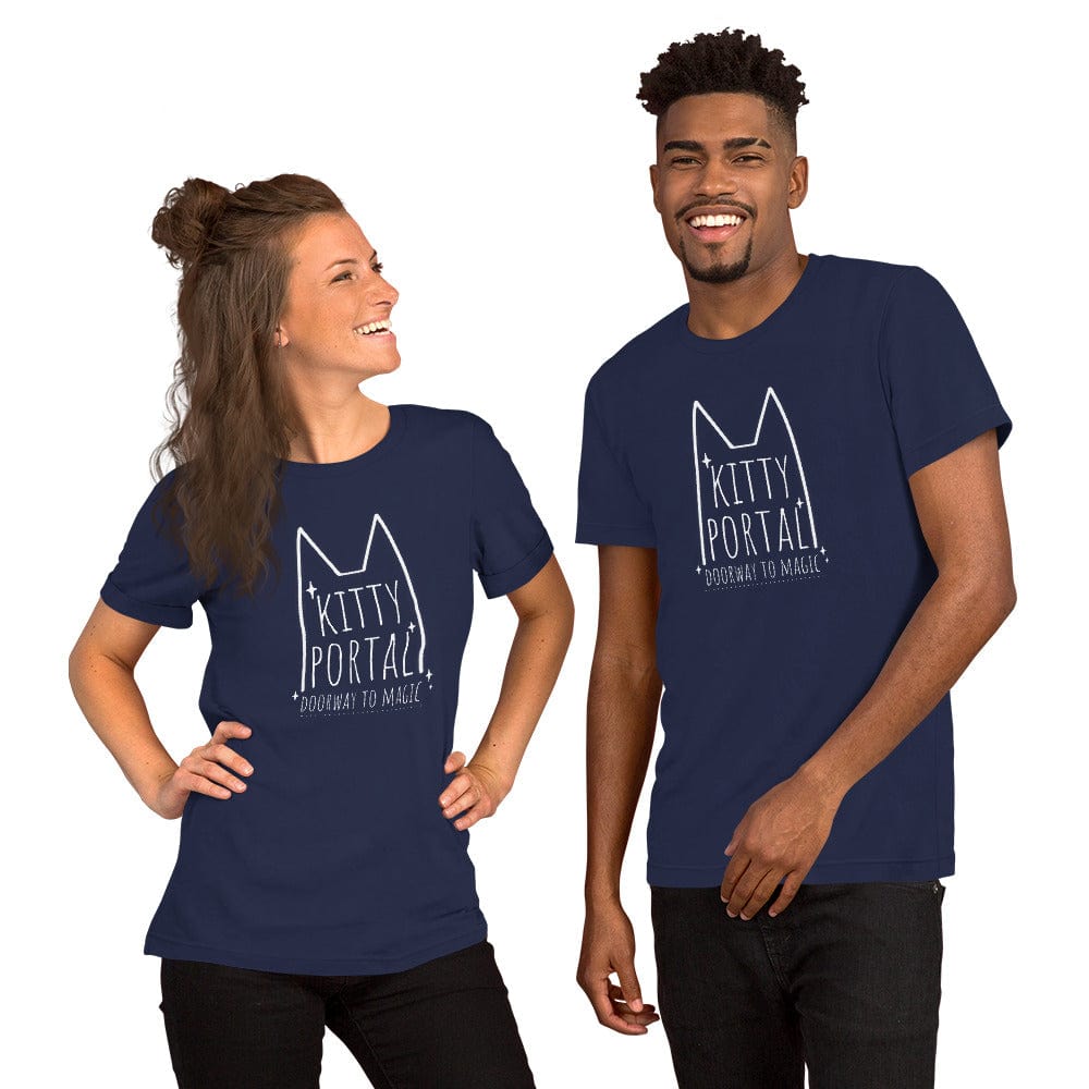 OMTHREAD Kitty Portal T-Shirt | Magic Cat Lover Tee | Minimalist Cat Shirt