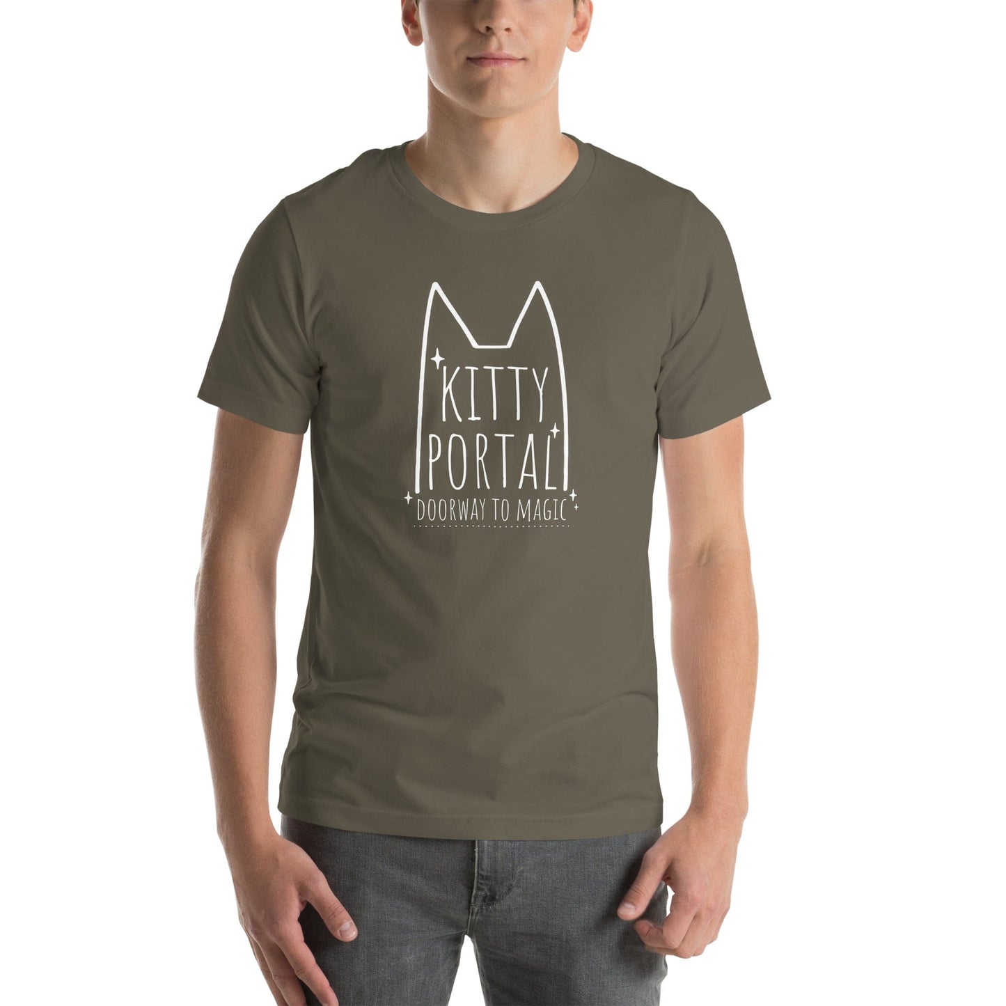 OMTHREAD Kitty Portal T-Shirt | Magic Cat Lover Tee | Minimalist Cat Shirt