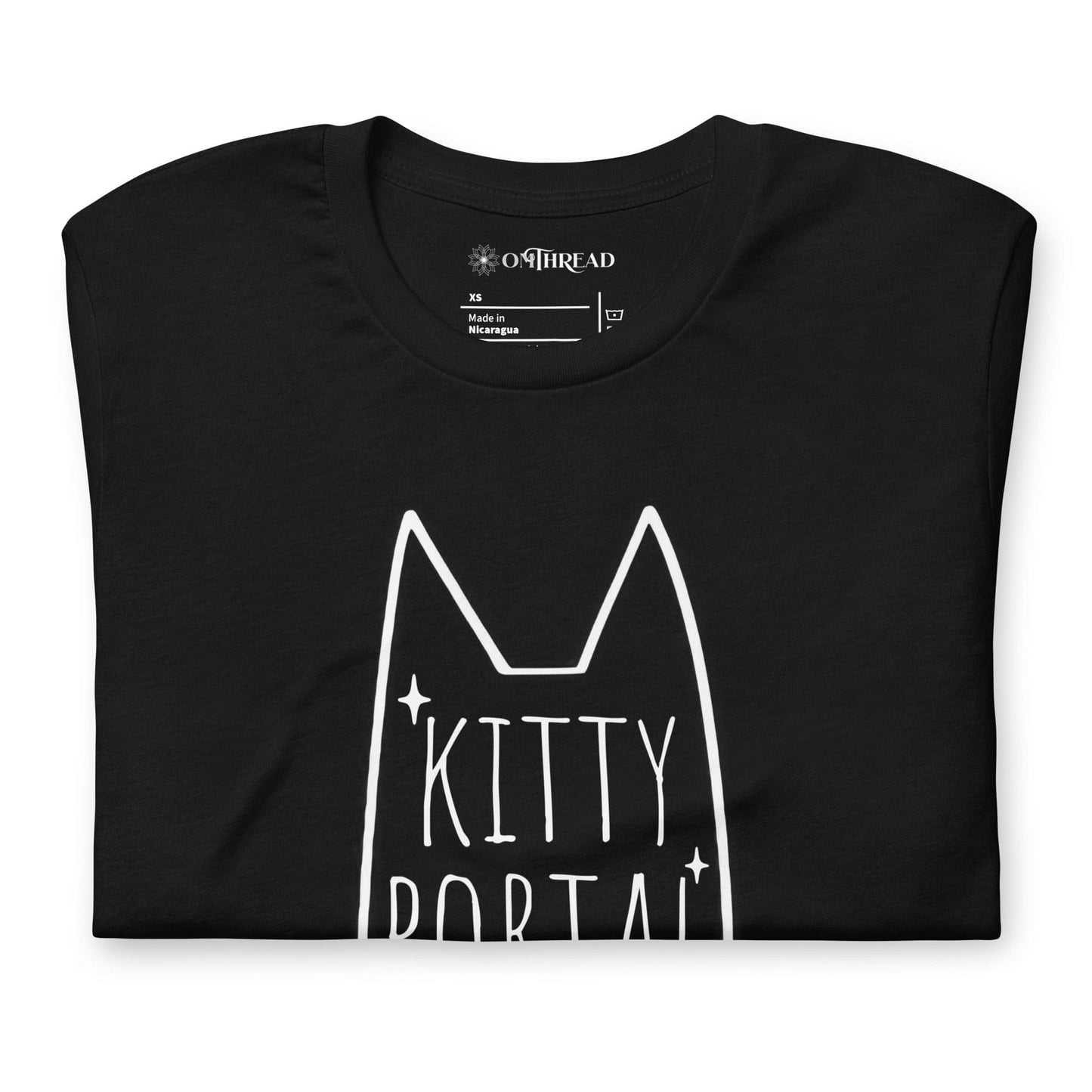 OMTHREAD Kitty Portal T-Shirt | Magic Cat Lover Tee | Minimalist Cat Shirt