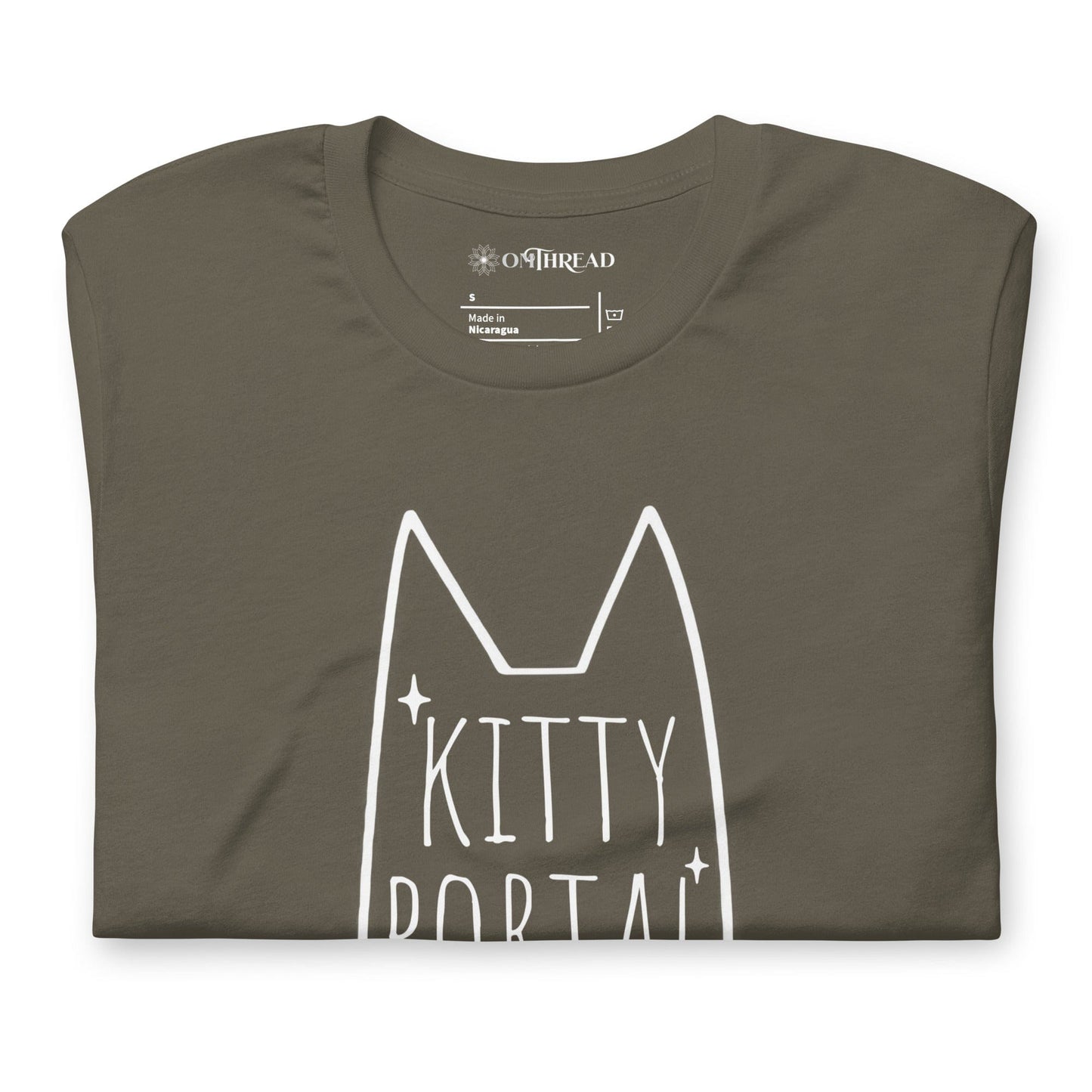 OMTHREAD Kitty Portal T-Shirt | Magic Cat Lover Tee | Minimalist Cat Shirt