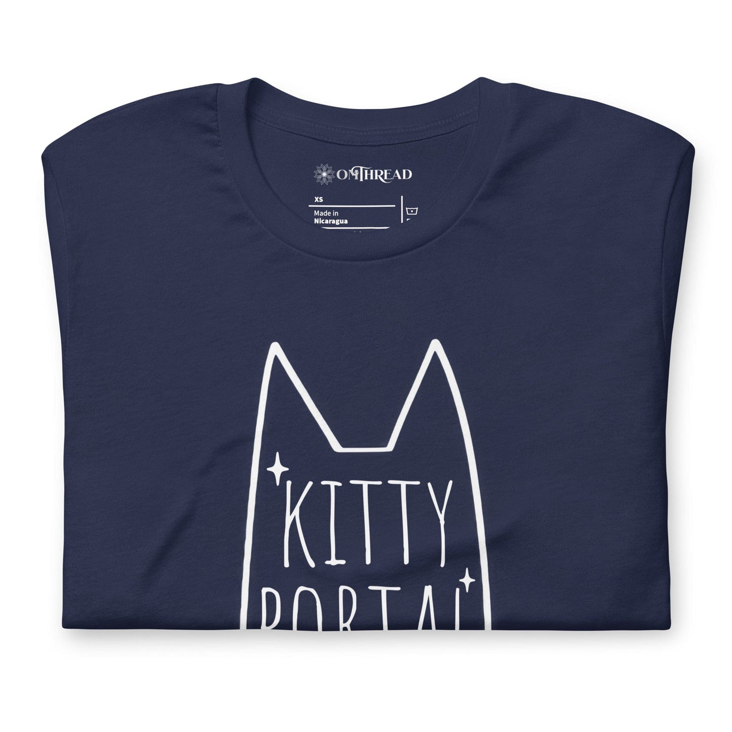 OMTHREAD Kitty Portal T-Shirt | Magic Cat Lover Tee | Minimalist Cat Shirt