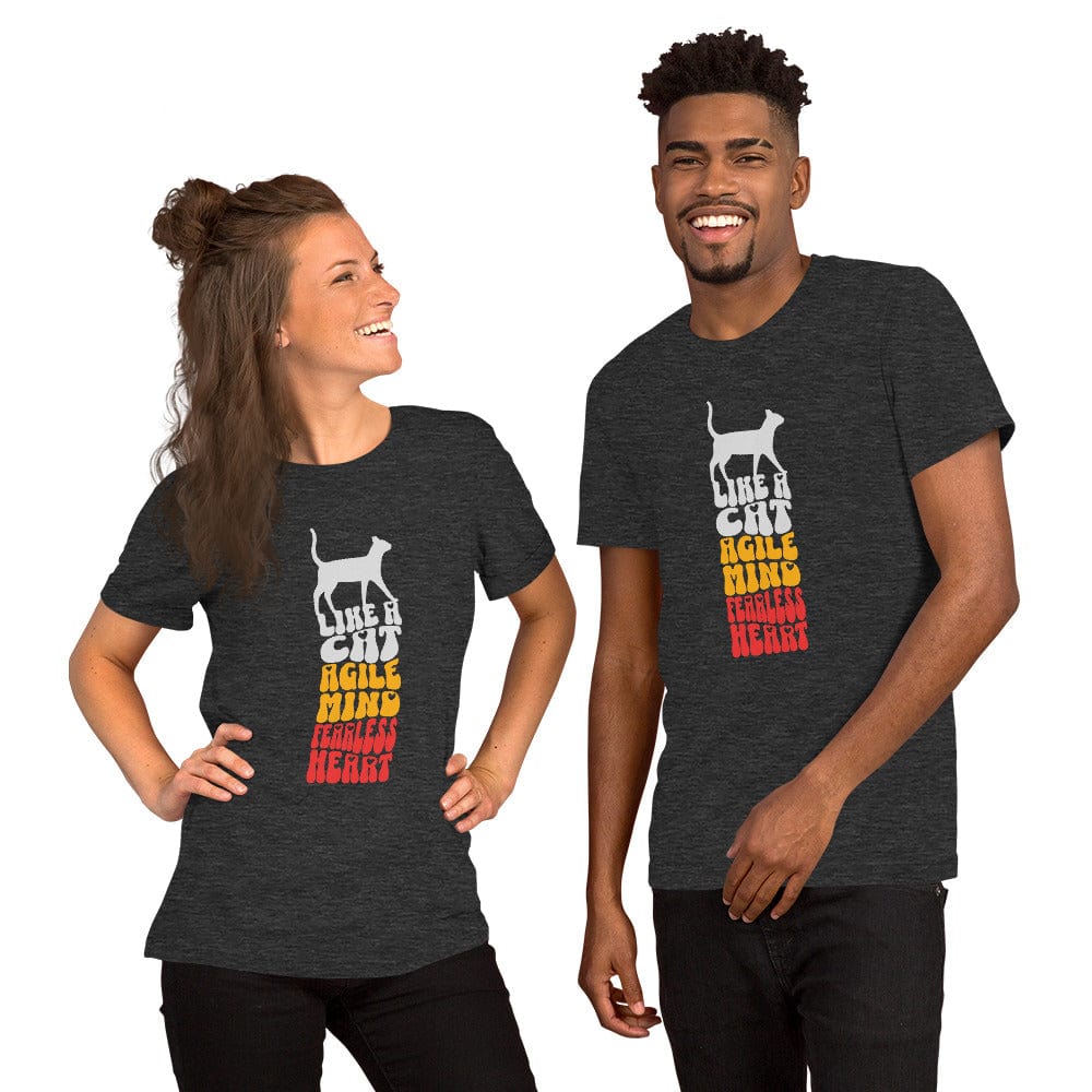 OMTHREAD Like a Cat T-Shirt | Agile Mind Fearless Heart Tee | Cat Lover Shirt