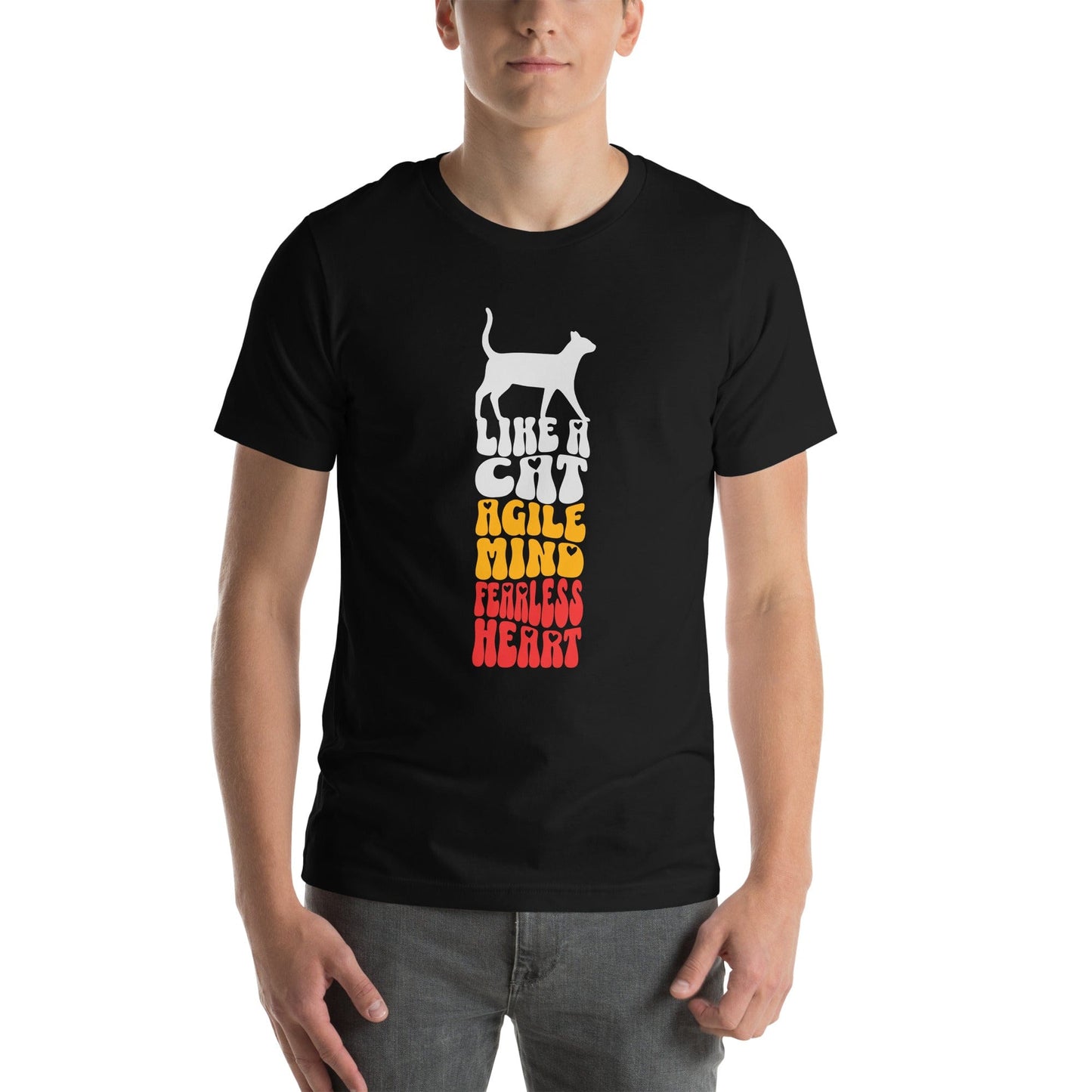 OMTHREAD Like a Cat T-Shirt | Agile Mind Fearless Heart Tee | Cat Lover Shirt