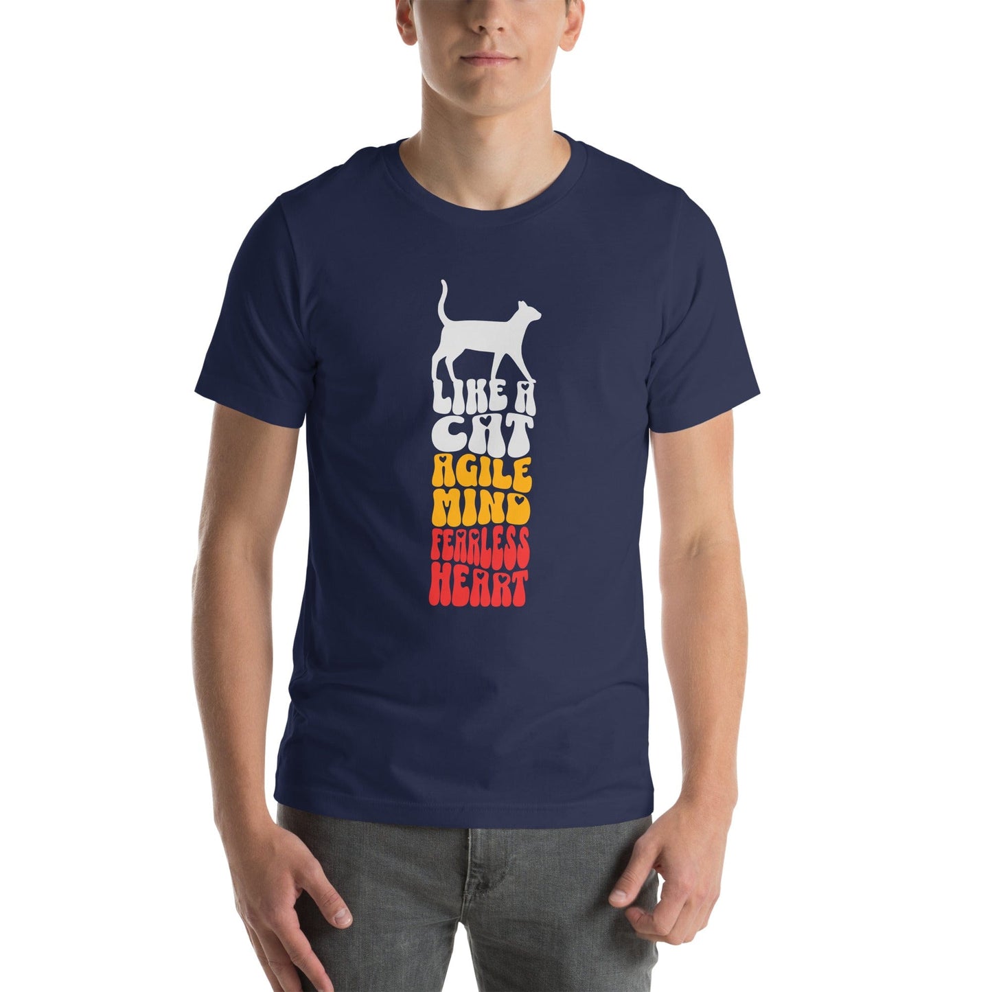 OMTHREAD Like a Cat T-Shirt | Agile Mind Fearless Heart Tee | Cat Lover Shirt
