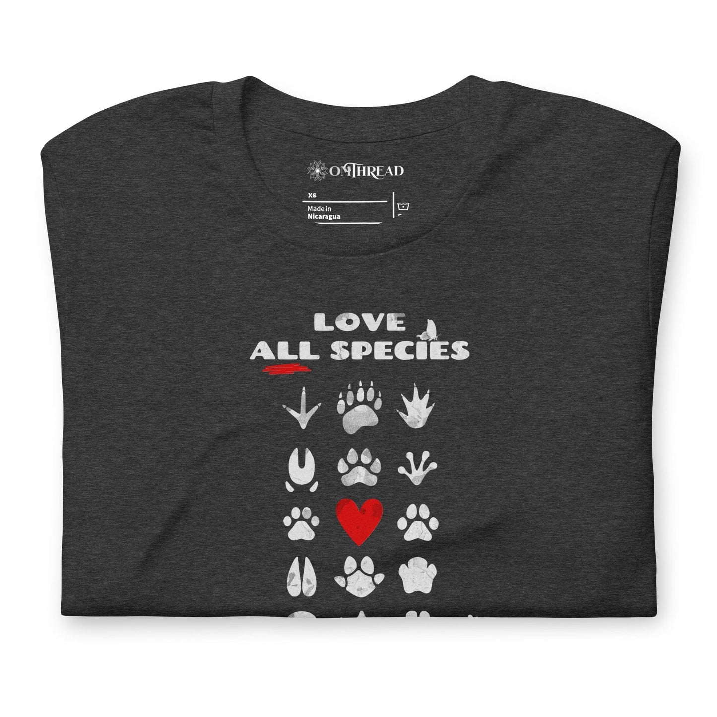OMTHREAD Love All Species Choose Coexistence T-Shirt Animal Footprint Nature Conservation Tee