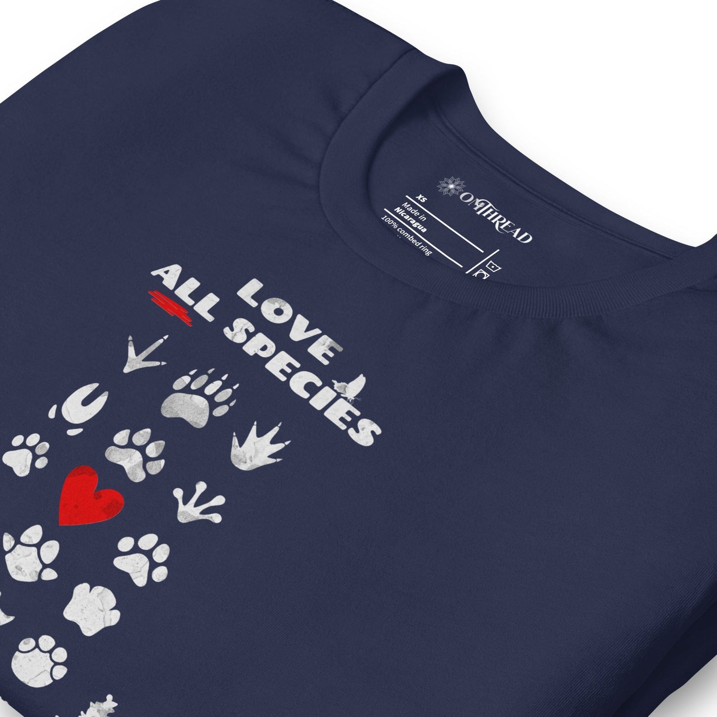 OMTHREAD Love All Species Choose Coexistence T-Shirt Animal Footprint Nature Conservation Tee