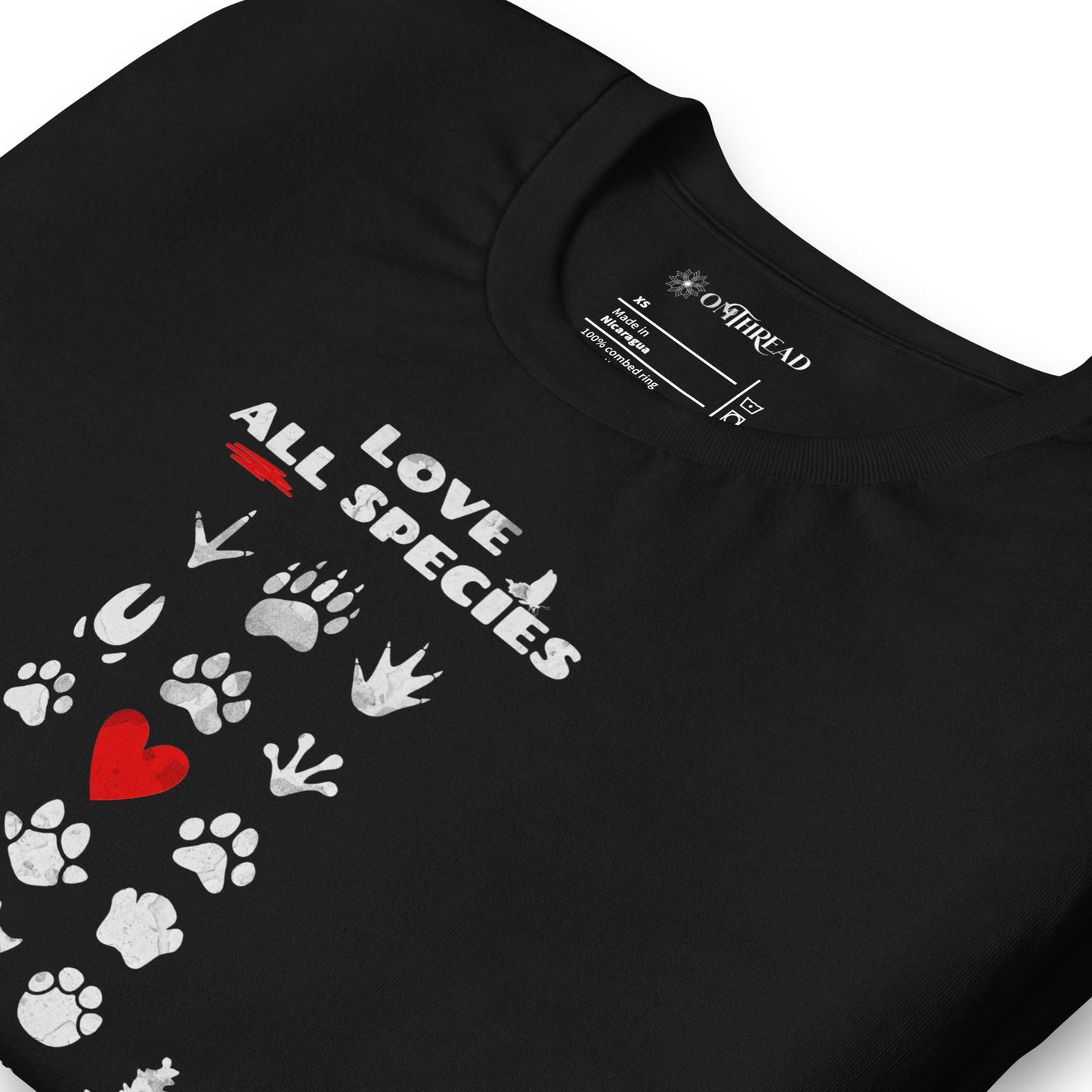 OMTHREAD Love All Species Choose Coexistence T-Shirt Animal Footprint Nature Conservation Tee