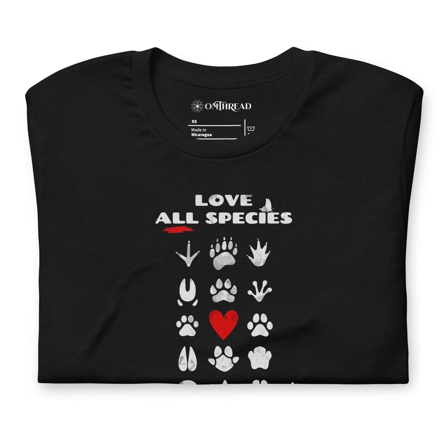 OMTHREAD Love All Species Choose Coexistence T-Shirt Animal Footprint Nature Conservation Tee
