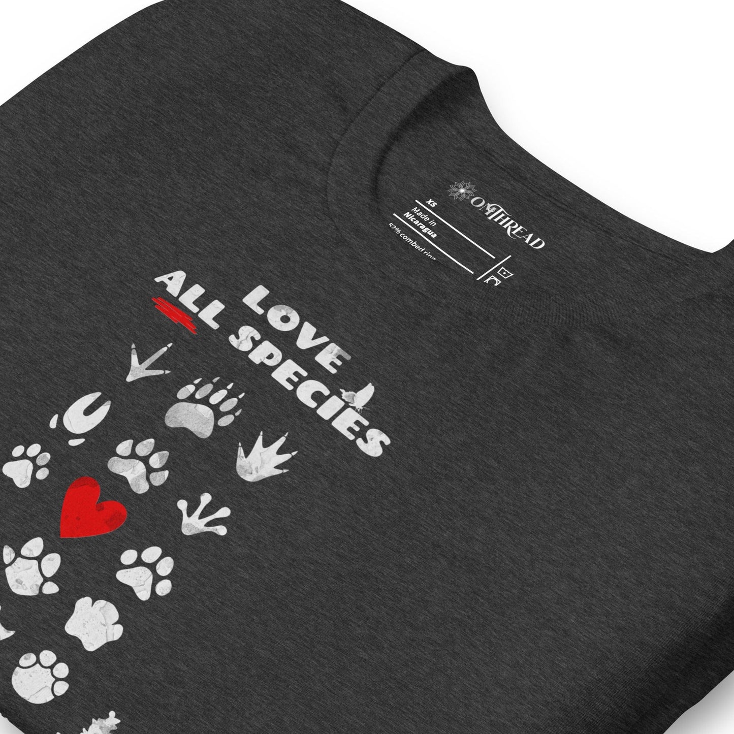 OMTHREAD Love All Species Choose Coexistence T-Shirt Animal Footprint Nature Conservation Tee