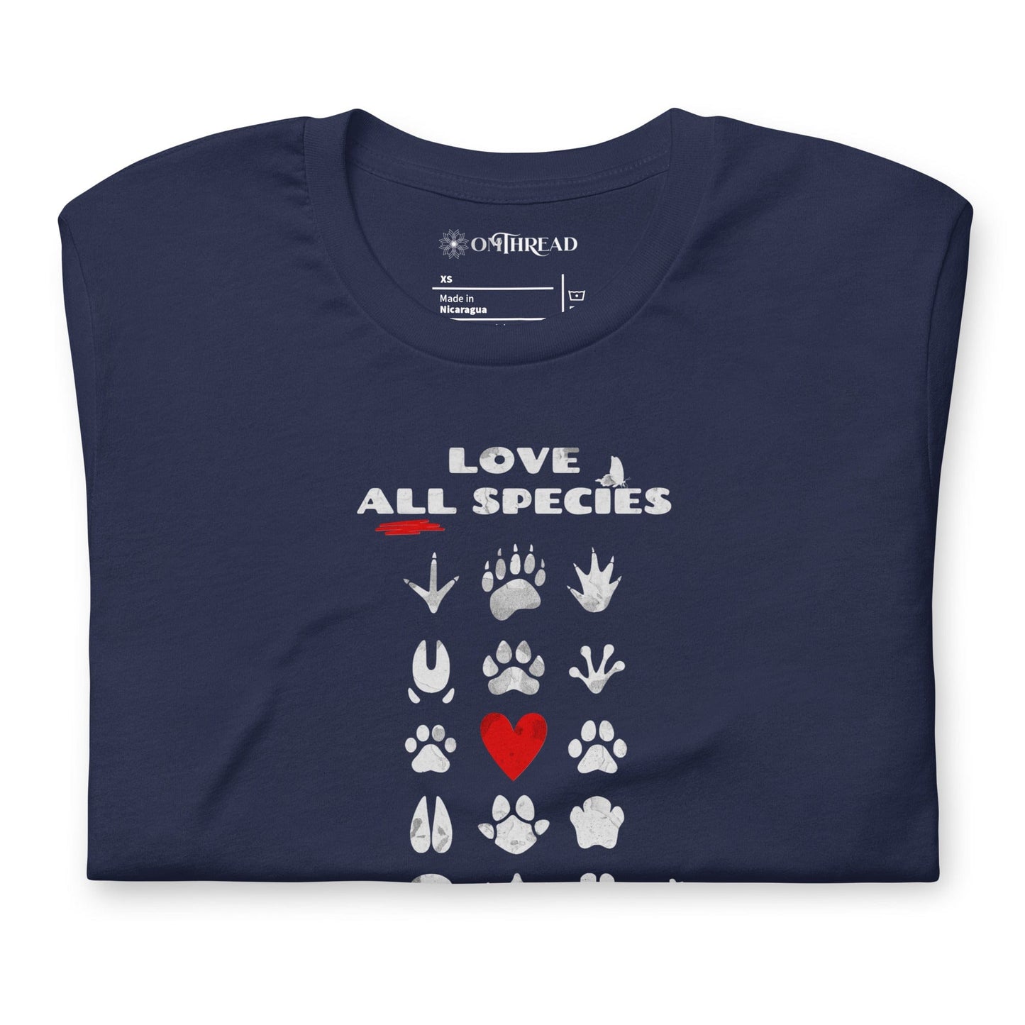 OMTHREAD Love All Species Choose Coexistence T-Shirt Animal Footprint Nature Conservation Tee