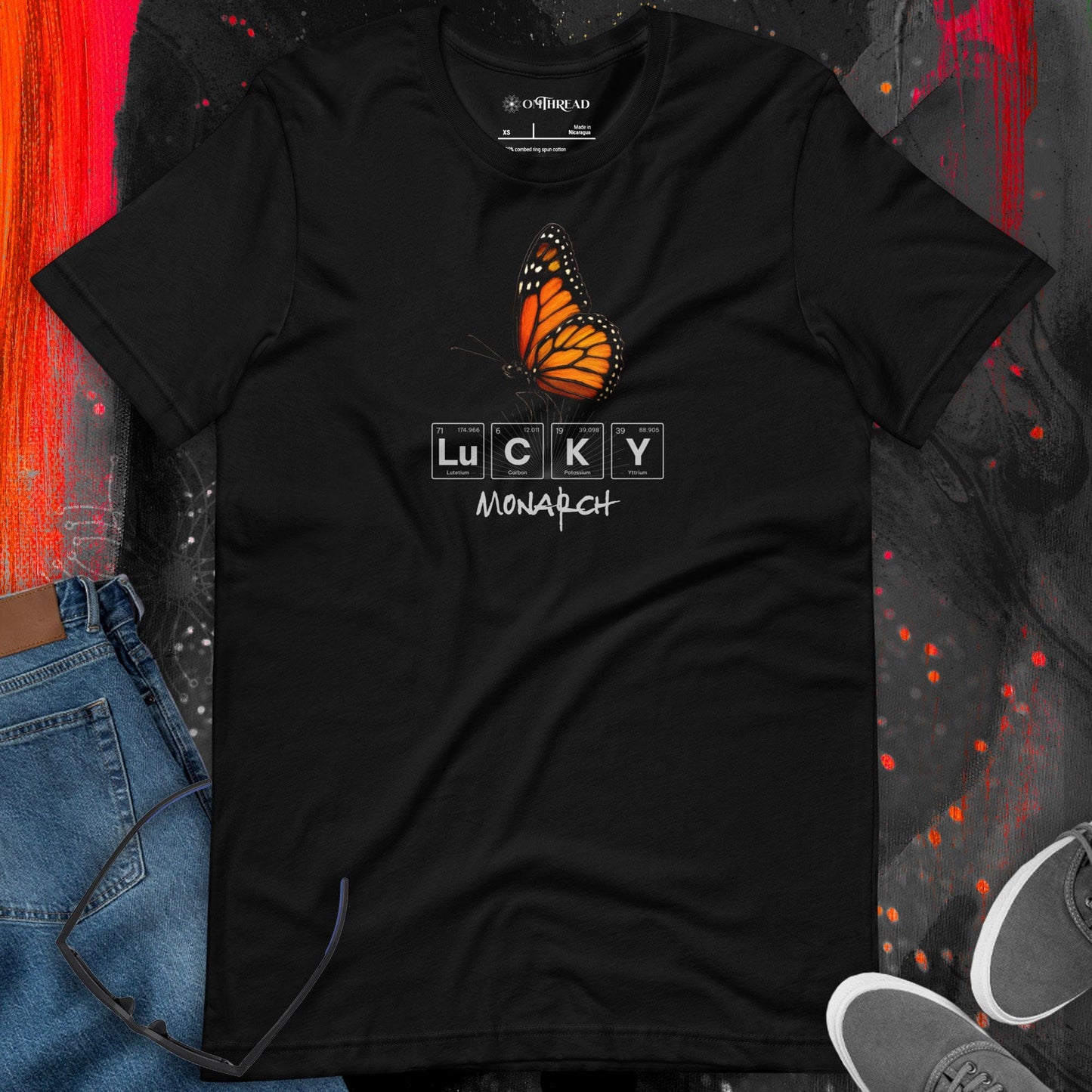 OMTHREAD Lucky Monarch Butterfly Shirt Science and Nature Tee