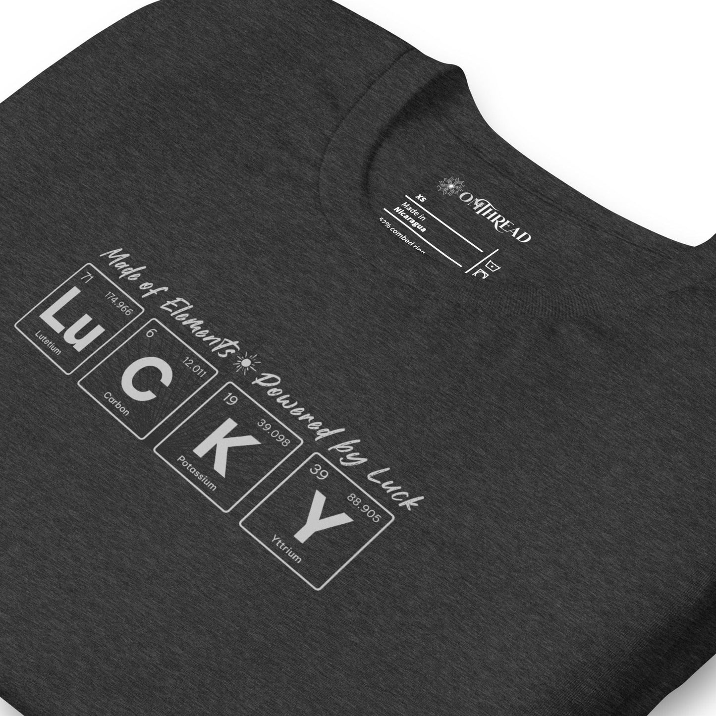 OMTHREAD Made of Elements Powered by Luck Tee | Periodic Table of Elements Tee