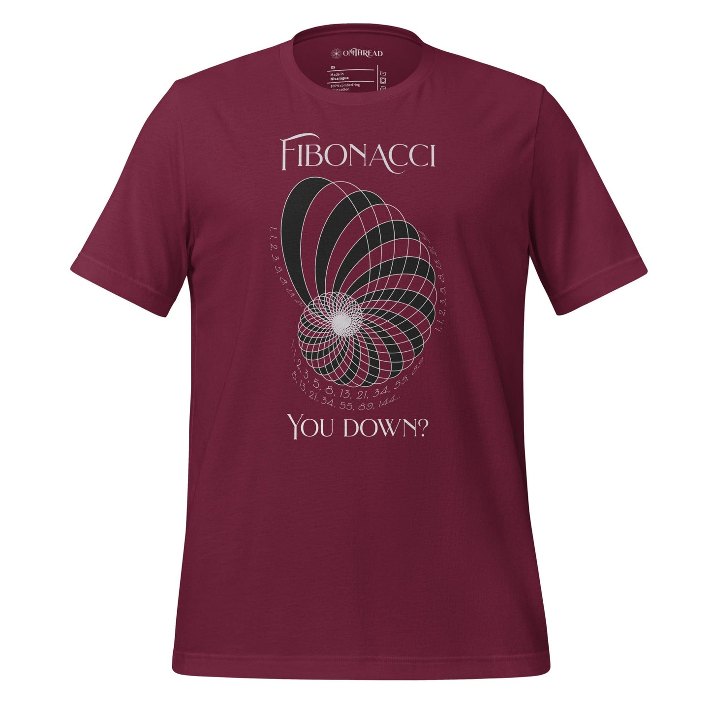 OMTHREAD Maroon / XS Fibonacci, You Down? Science Geek Tee