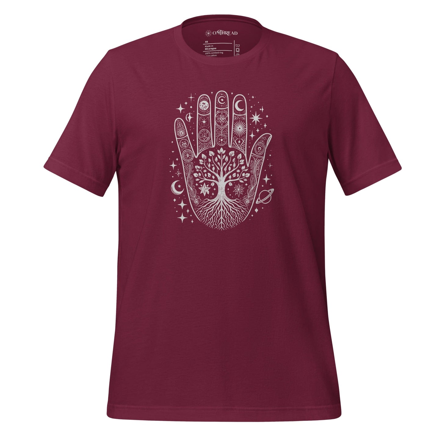 OMTHREAD Maroon / XS Mystic Connections: Rooted in the Universe Yoga Tee