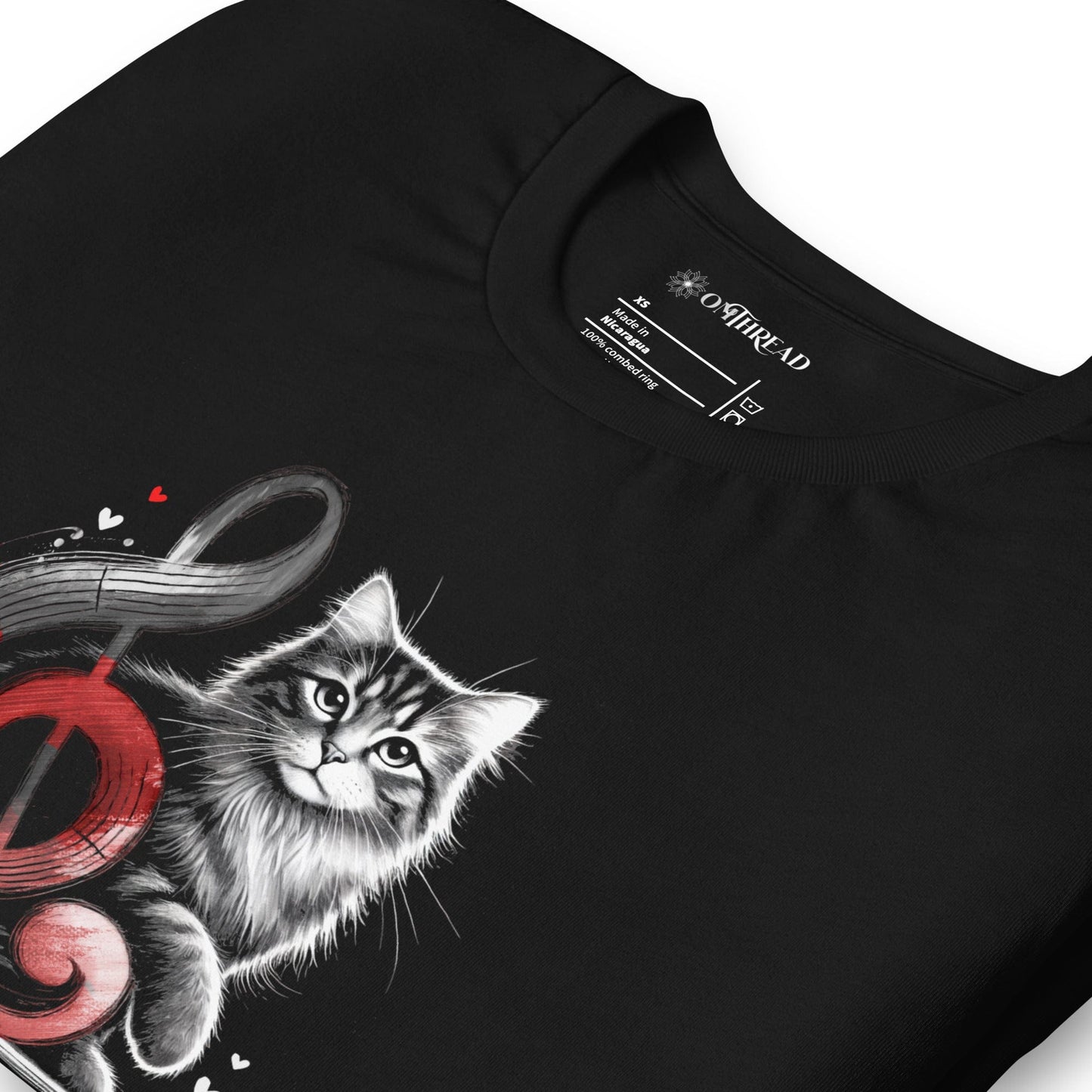 OMTHREAD Me My Cat and Music T-Shirt | Cat Lover Musical Tee
