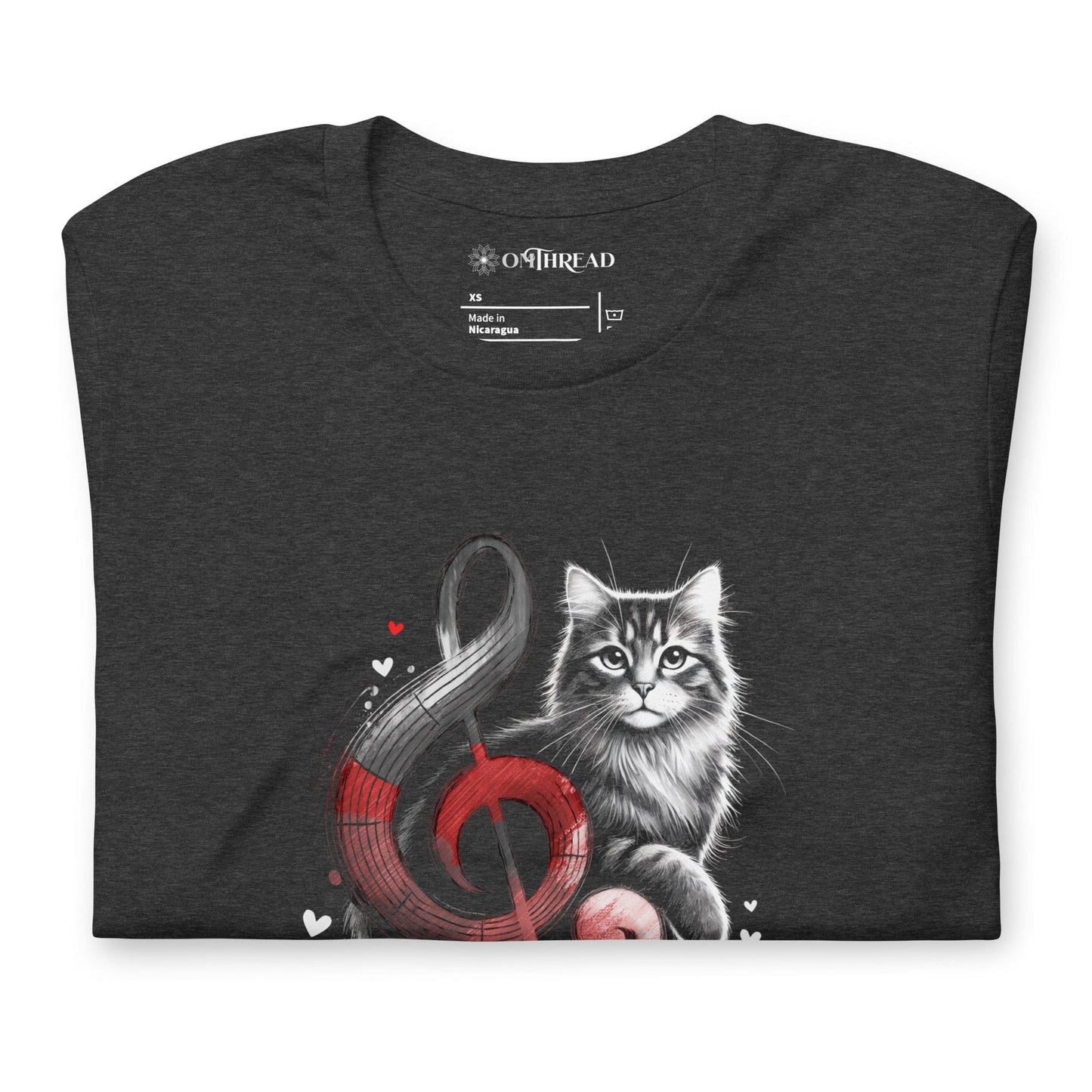 OMTHREAD Me My Cat and Music T-Shirt | Cat Lover Musical Tee