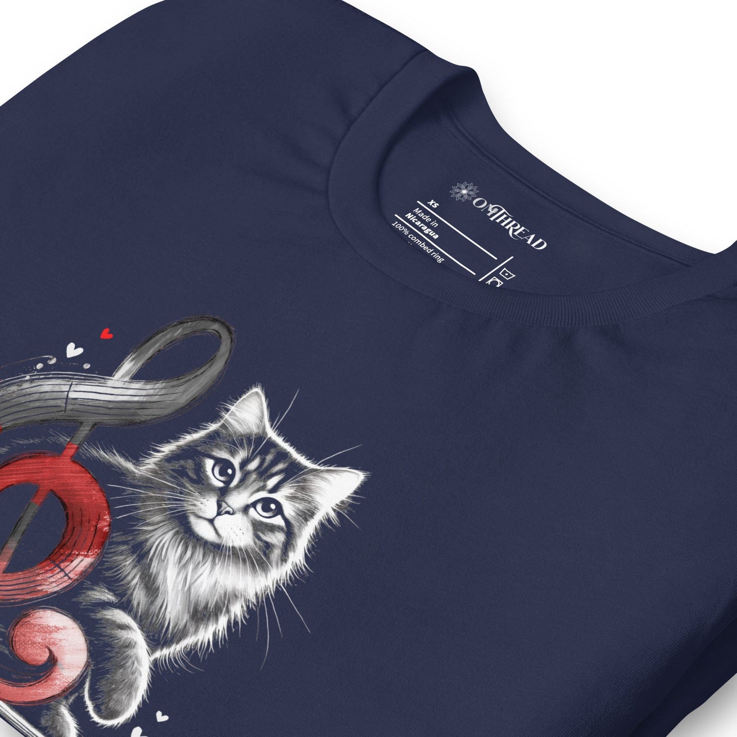 OMTHREAD Me My Cat and Music T-Shirt | Cat Lover Musical Tee