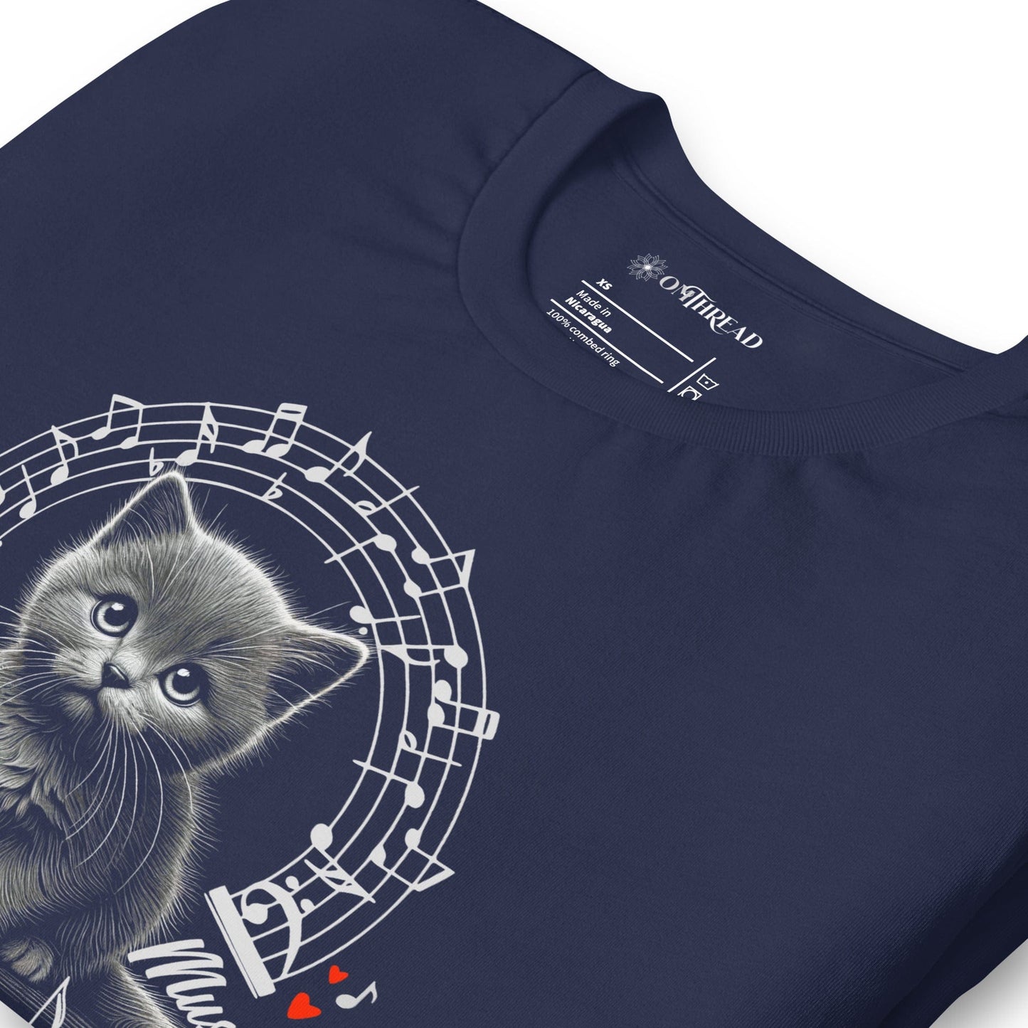 OMTHREAD Me My Cat and Music T-Shirt | Cat Lover Musician Tee | Musical Notes Cat Shirt