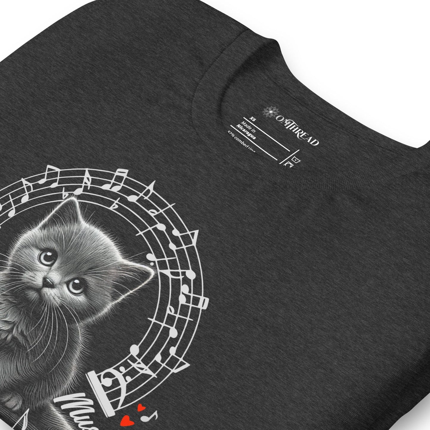 OMTHREAD Me My Cat and Music T-Shirt | Cat Lover Musician Tee | Musical Notes Cat Shirt