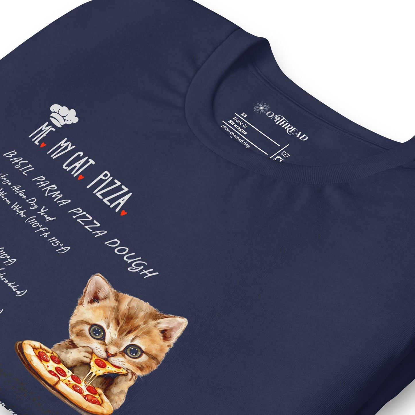OMTHREAD Me, My Cat, Real Pizza Recipe T-Shirt | Recipe Graphic Tee for Food Lovers