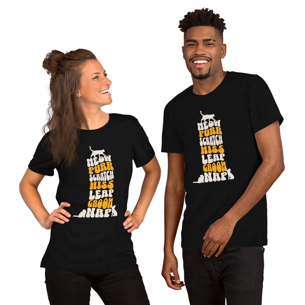 OMTHREAD Meow Purr Scratch T-Shirt | Funny Cat Lover Graphic Tee
