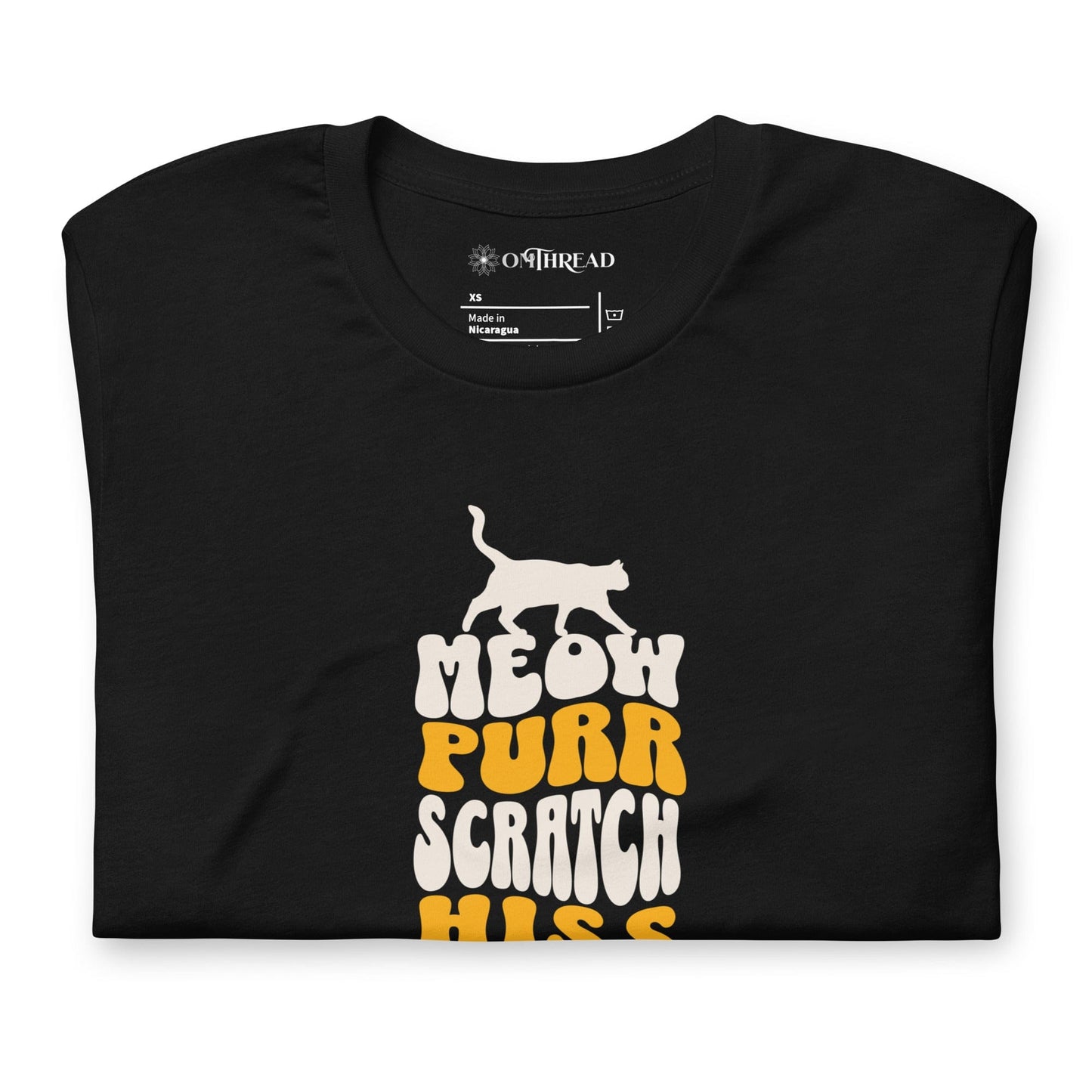 OMTHREAD Meow Purr Scratch T-Shirt | Funny Cat Lover Graphic Tee