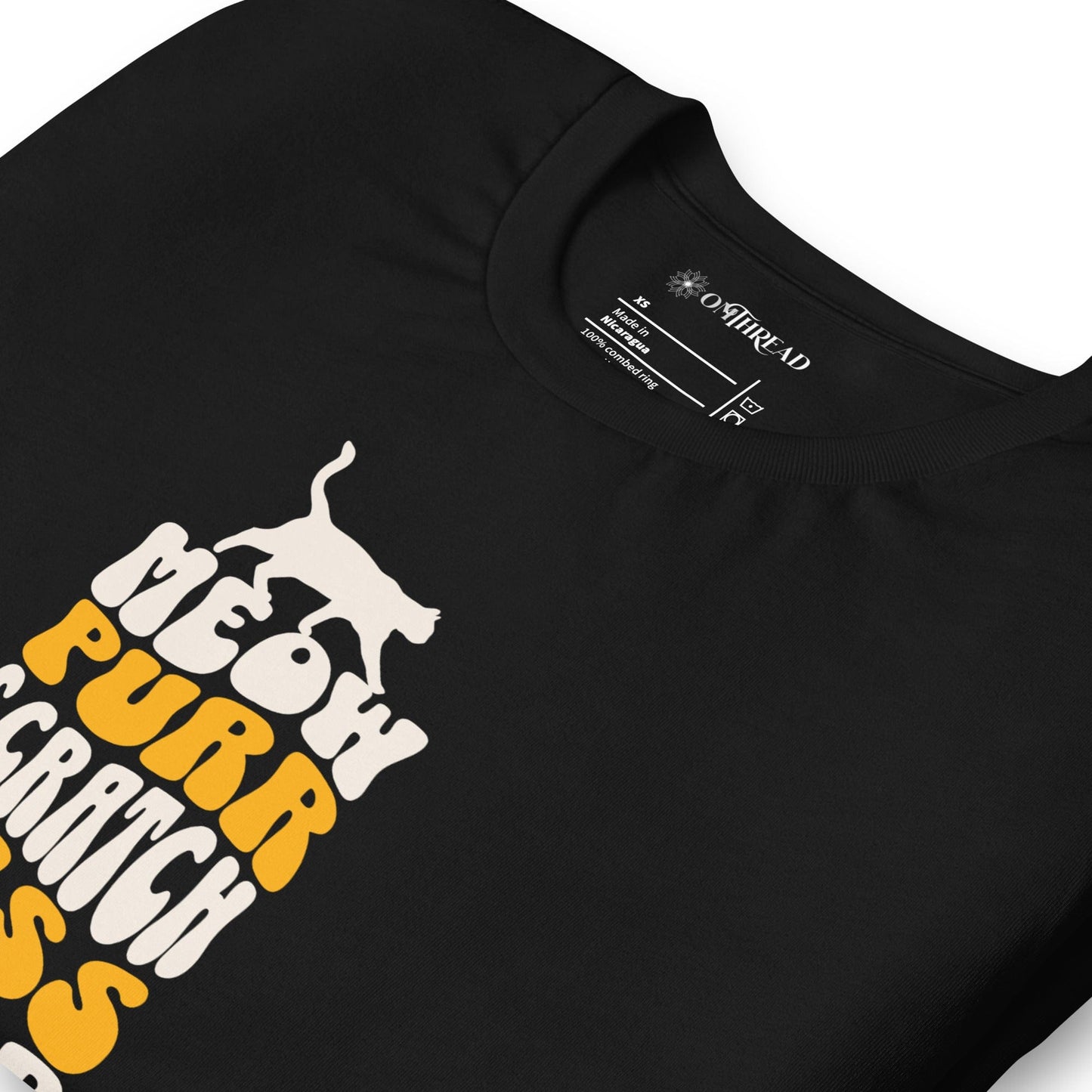 OMTHREAD Meow Purr Scratch T-Shirt | Funny Cat Lover Graphic Tee