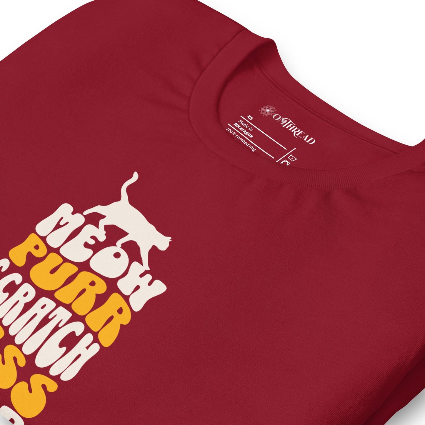 OMTHREAD Meow Purr Scratch T-Shirt | Funny Cat Lover Graphic Tee