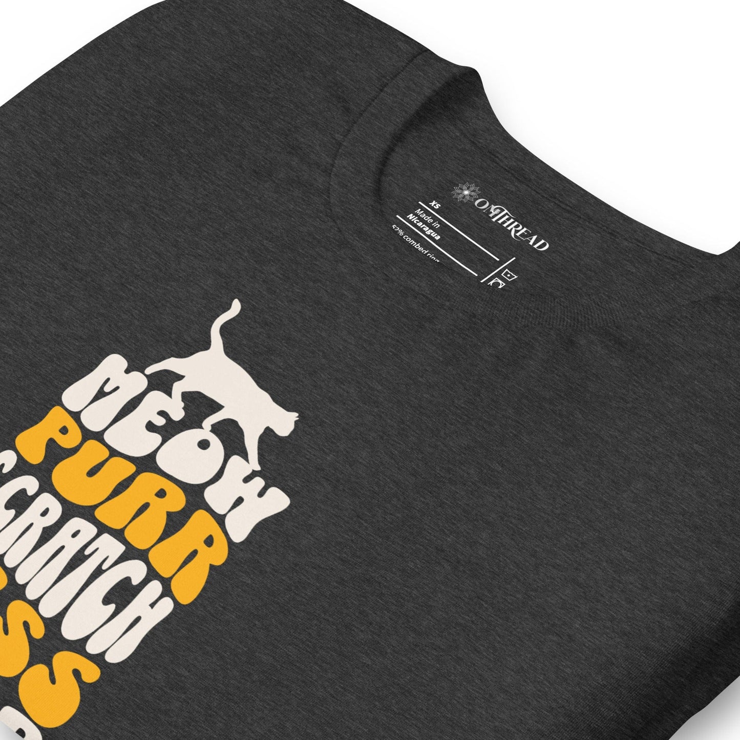 OMTHREAD Meow Purr Scratch T-Shirt | Funny Cat Lover Graphic Tee