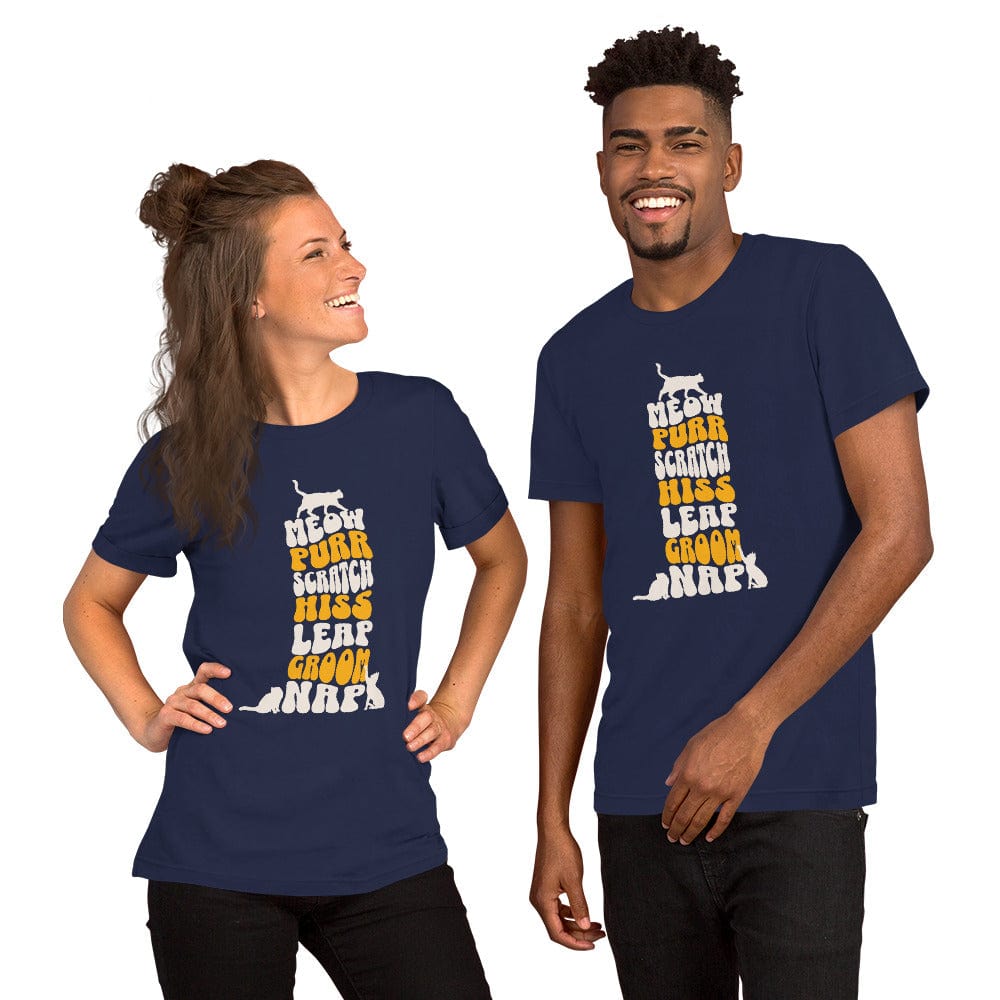 OMTHREAD Meow Purr Scratch T-Shirt | Funny Cat Lover Graphic Tee